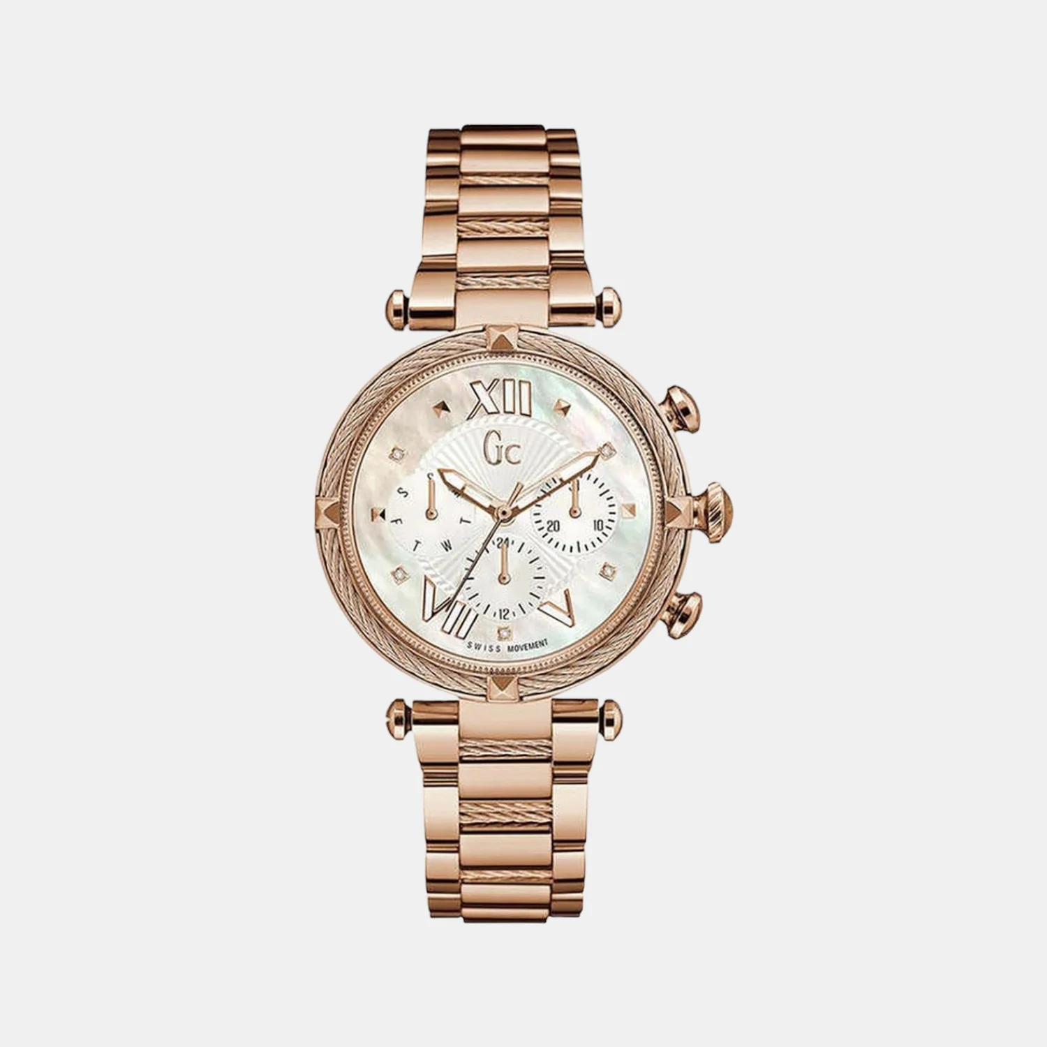 Women Quartz White Dial Chronograph Stainless Steel Watch Y16114L1