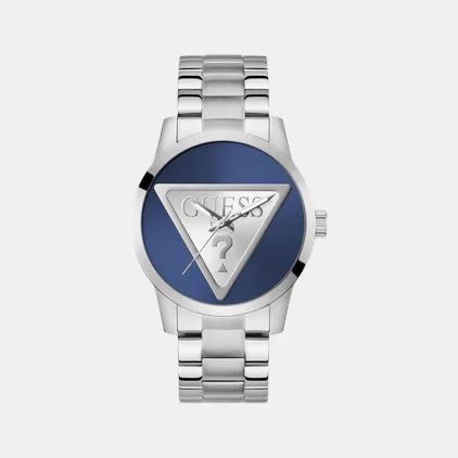 Badge Men Quartz Blue Dial Analog Stainless Steel Watch GW0782G3