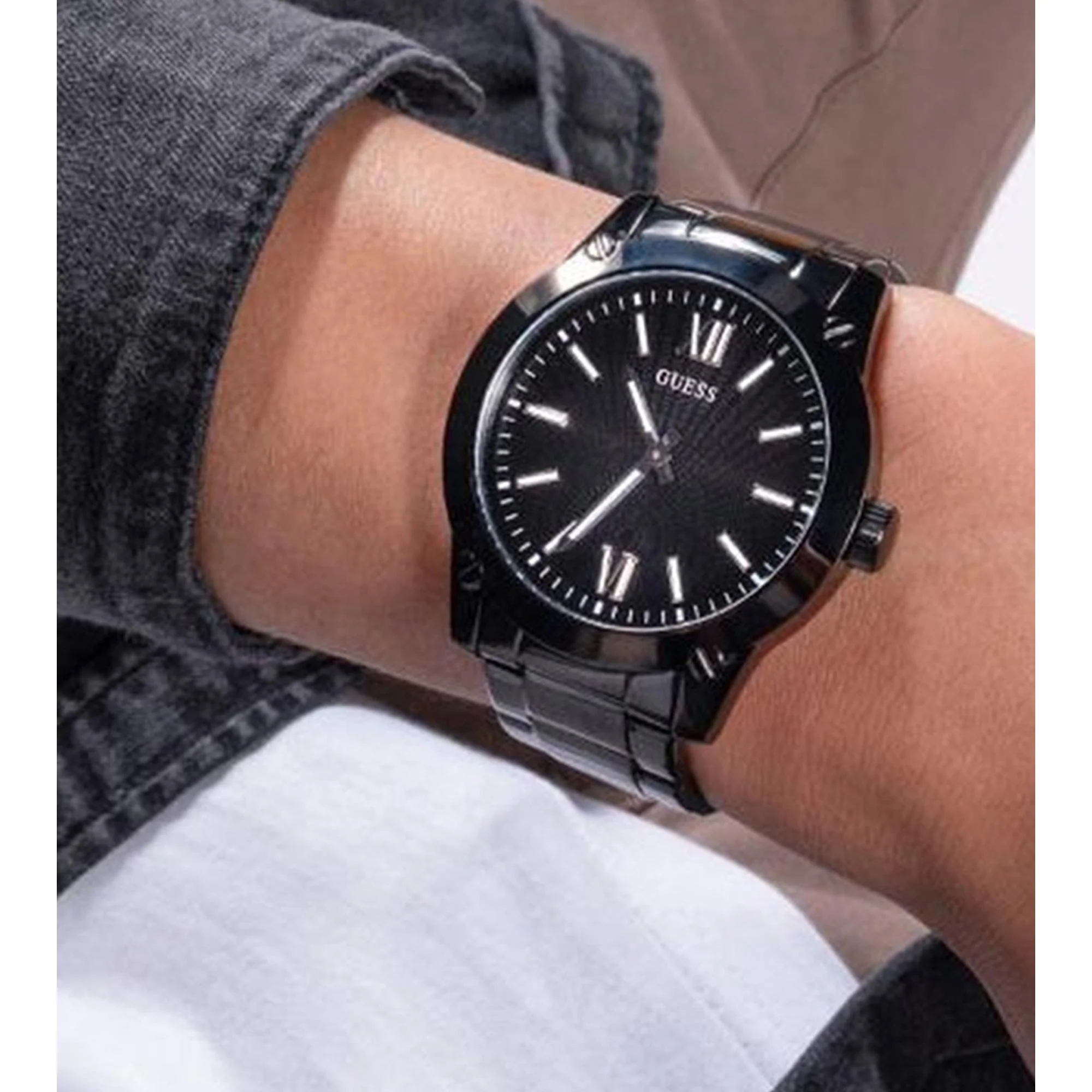 Crescent Men Quartz Black Dial Analog Stainless Steel Watch GW0574G3 - Image 6