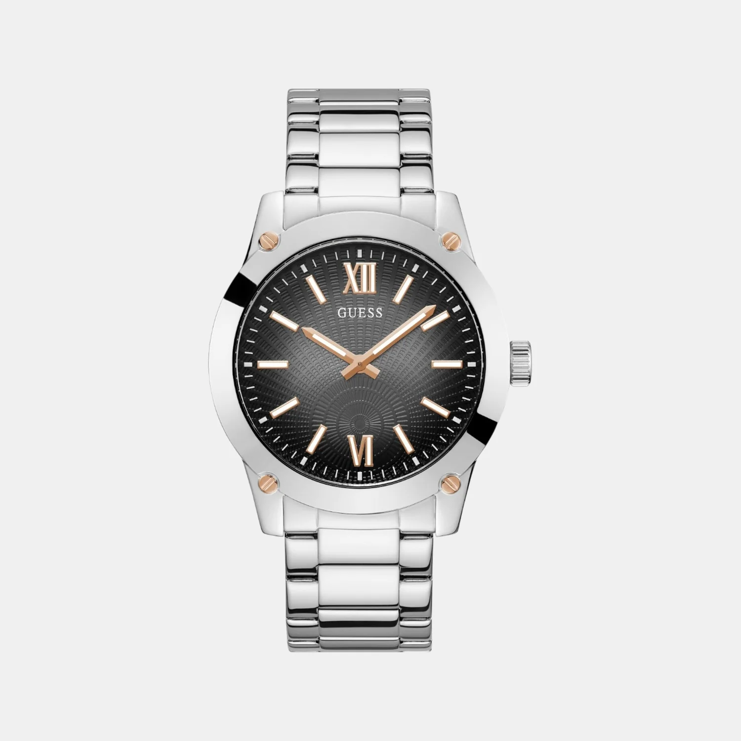 Crescent Men Quartz Grey Dial Analog Stainless Steel Watch GW0574G1