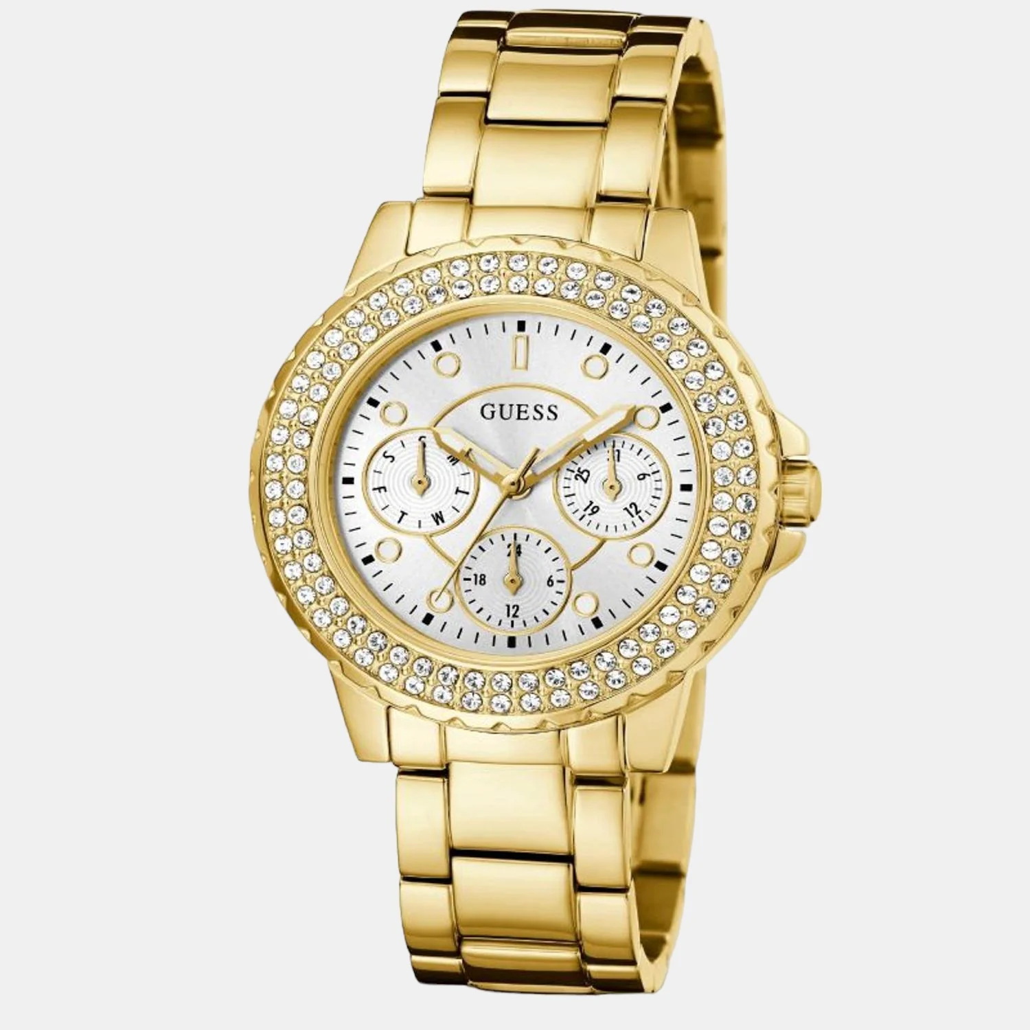 Crown Jewel Women Quartz Gold Dial Chronograph Stainless Steel Watch GW0410L2 - Image 5