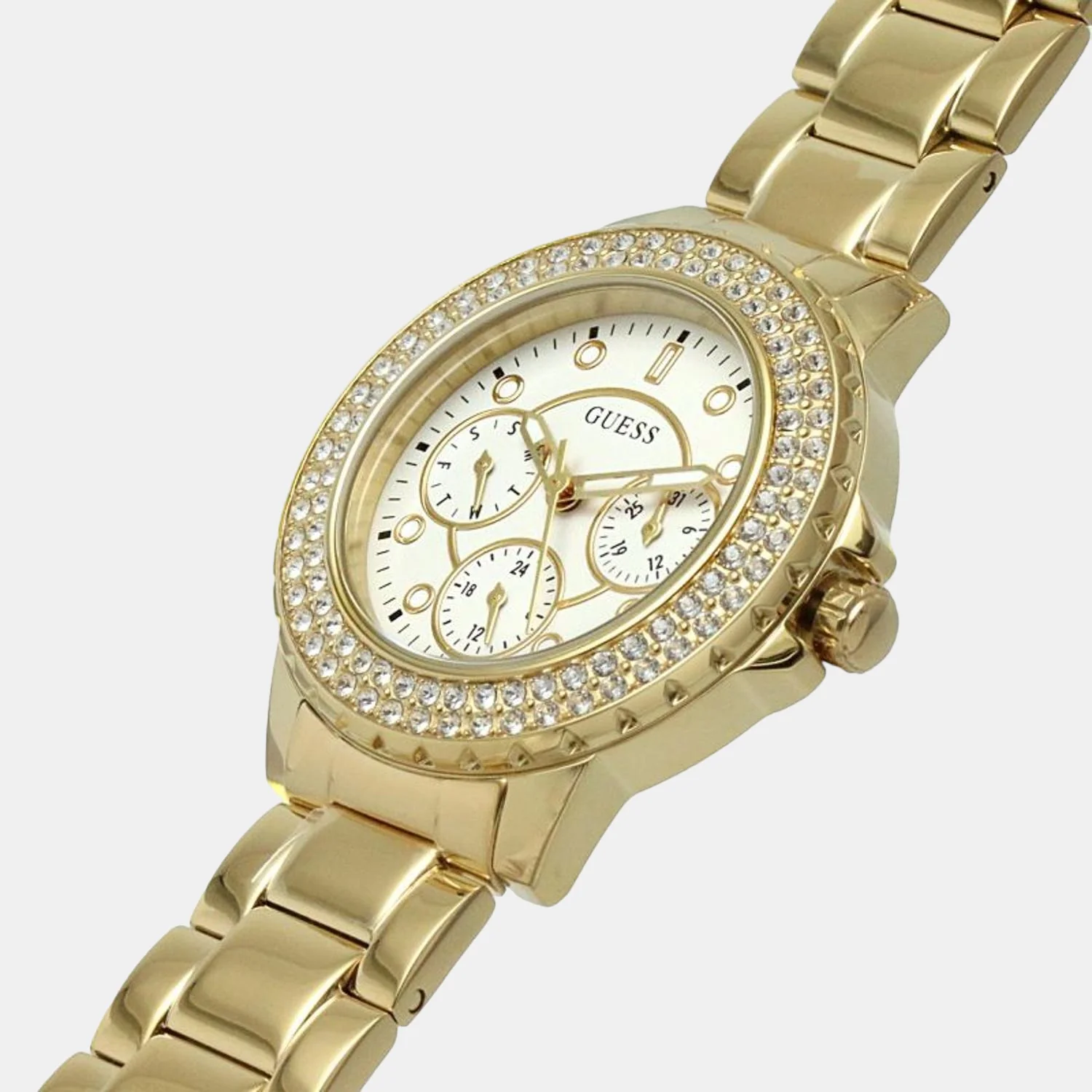Crown Jewel Women Quartz Gold Dial Chronograph Stainless Steel Watch GW0410L2 - Image 6