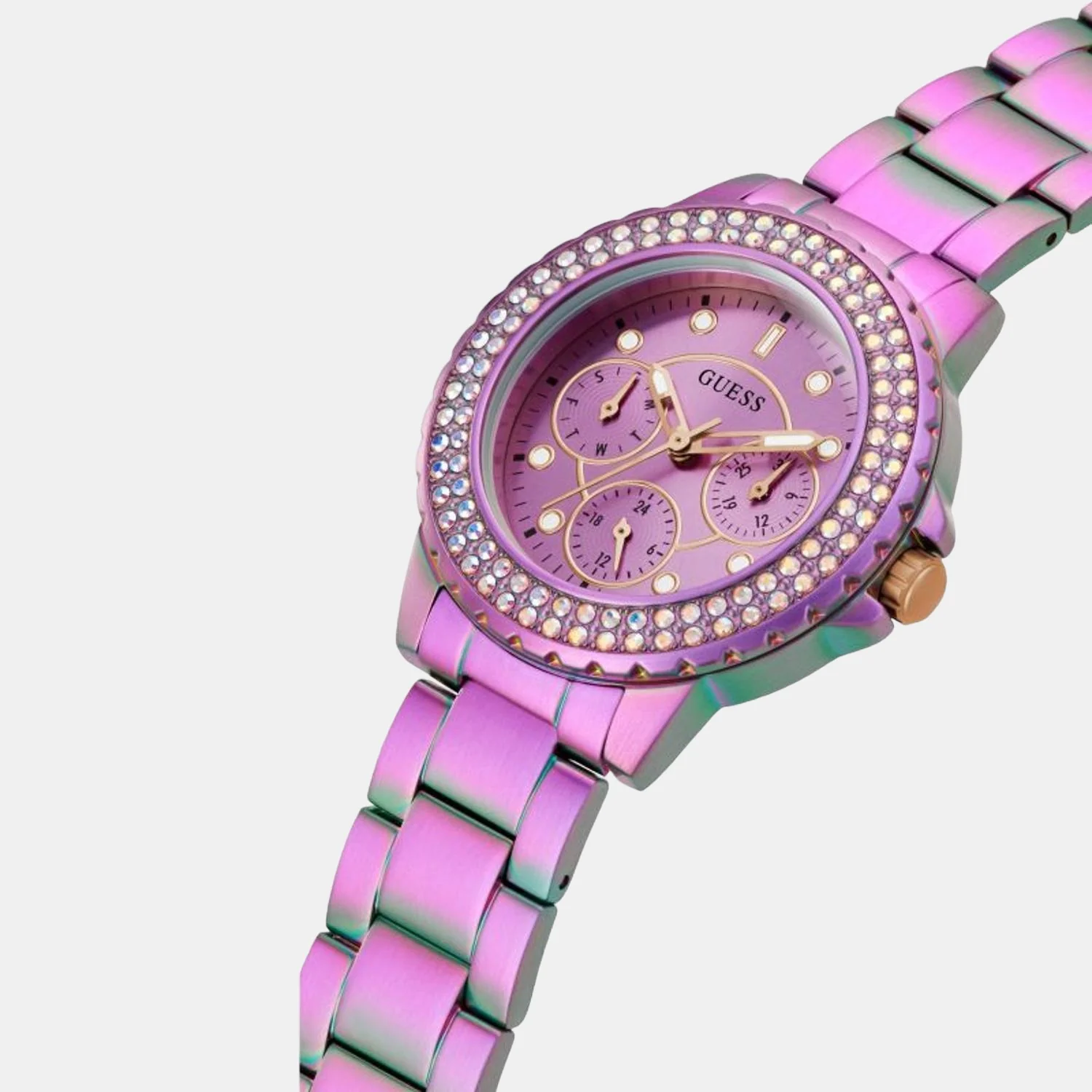 Crown Jewel Women Quartz Purple Dial Chronograph Stainless Steel Watch GW0410L4 - Image 4