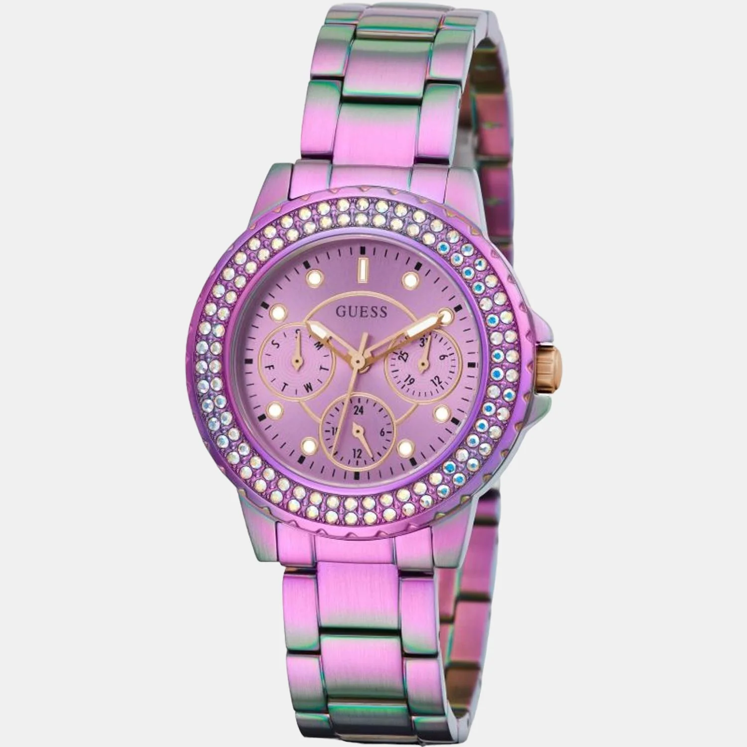 Crown Jewel Women Quartz Purple Dial Chronograph Stainless Steel Watch GW0410L4 - Image 5