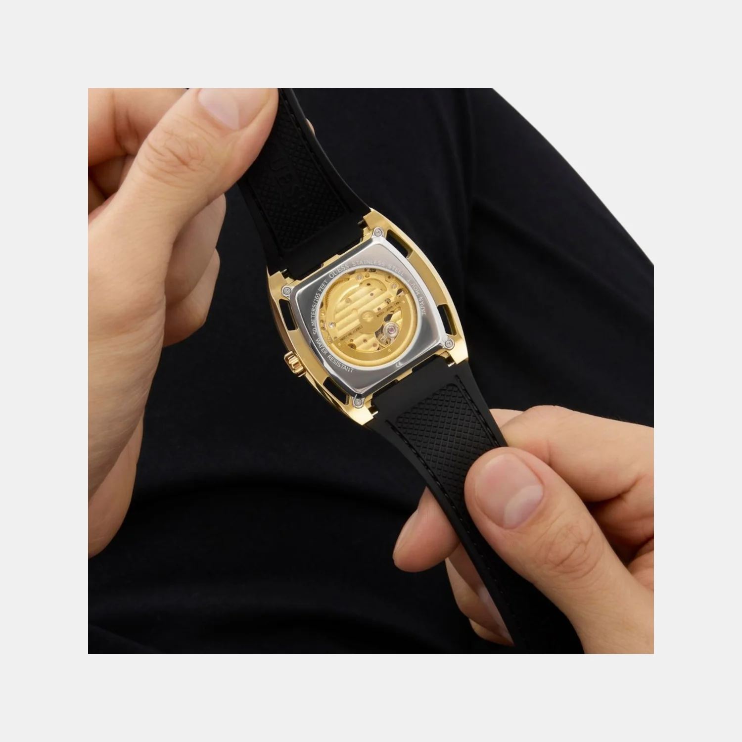Dress Men Automatic Champagne Dial Analog Silicone Watch GW0980G2 - Image 7