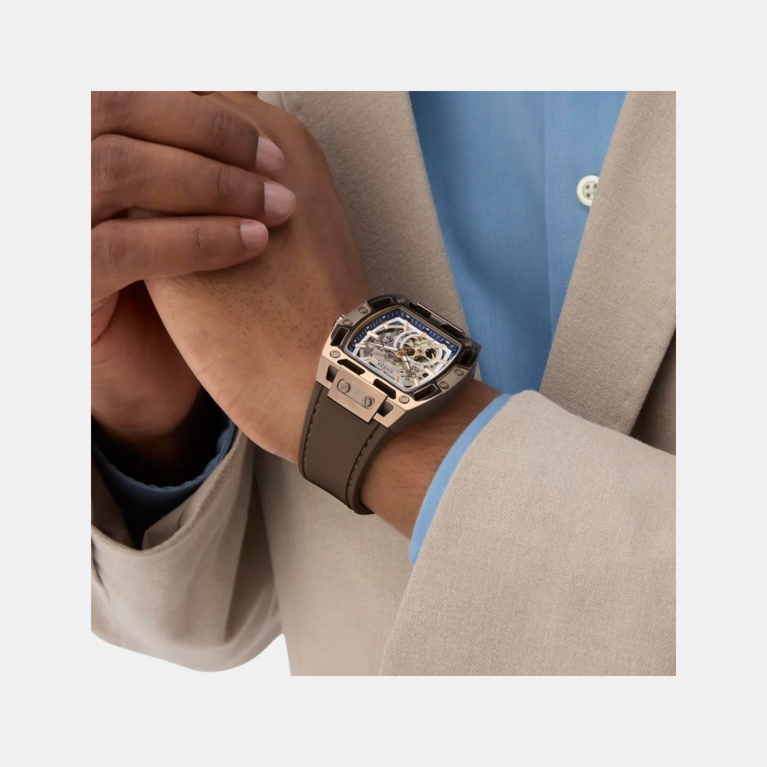 Dress Men Automatic Silver Dial Analog Silicone Watch GW0980G3 - Image 8