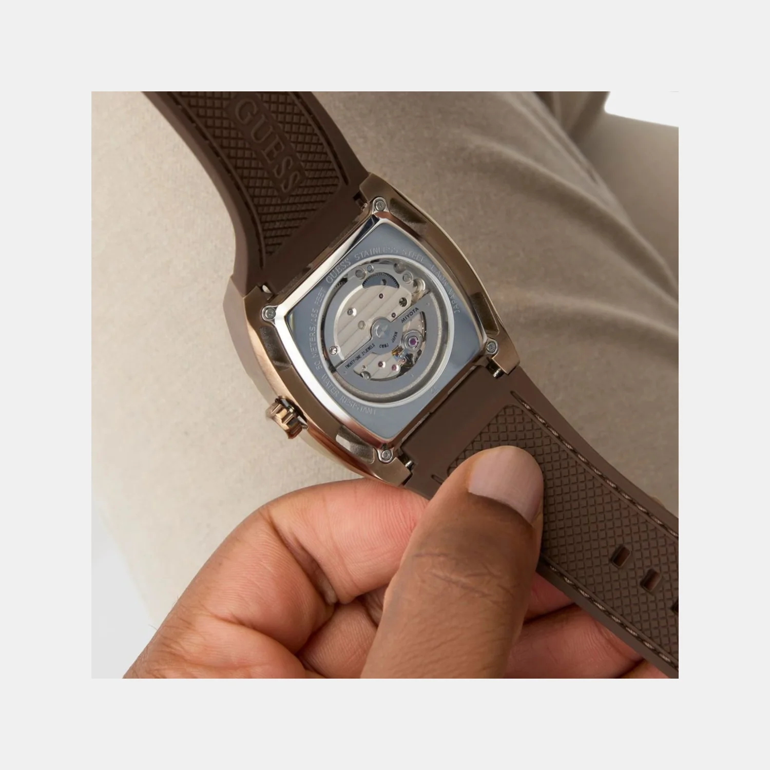 Dress Men Automatic Silver Dial Analog Silicone Watch GW0980G3 - Image 9