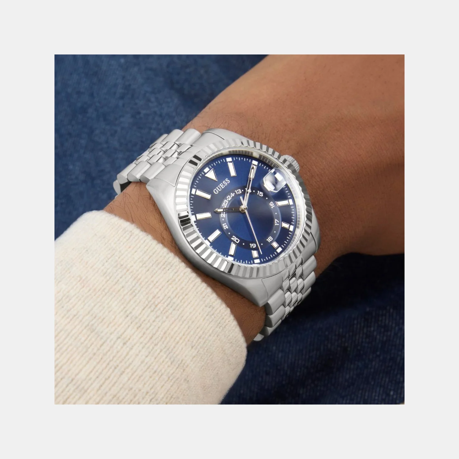 Dress Men Quartz Blue Dial Analog Recycled Steel Watch GW0977G1 - Image 7