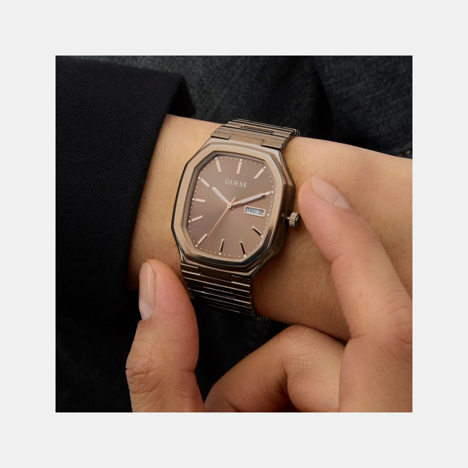 Dress Men Quartz Bronze Dial Analog Recycled Steel Watch GW0978G3 - Image 10