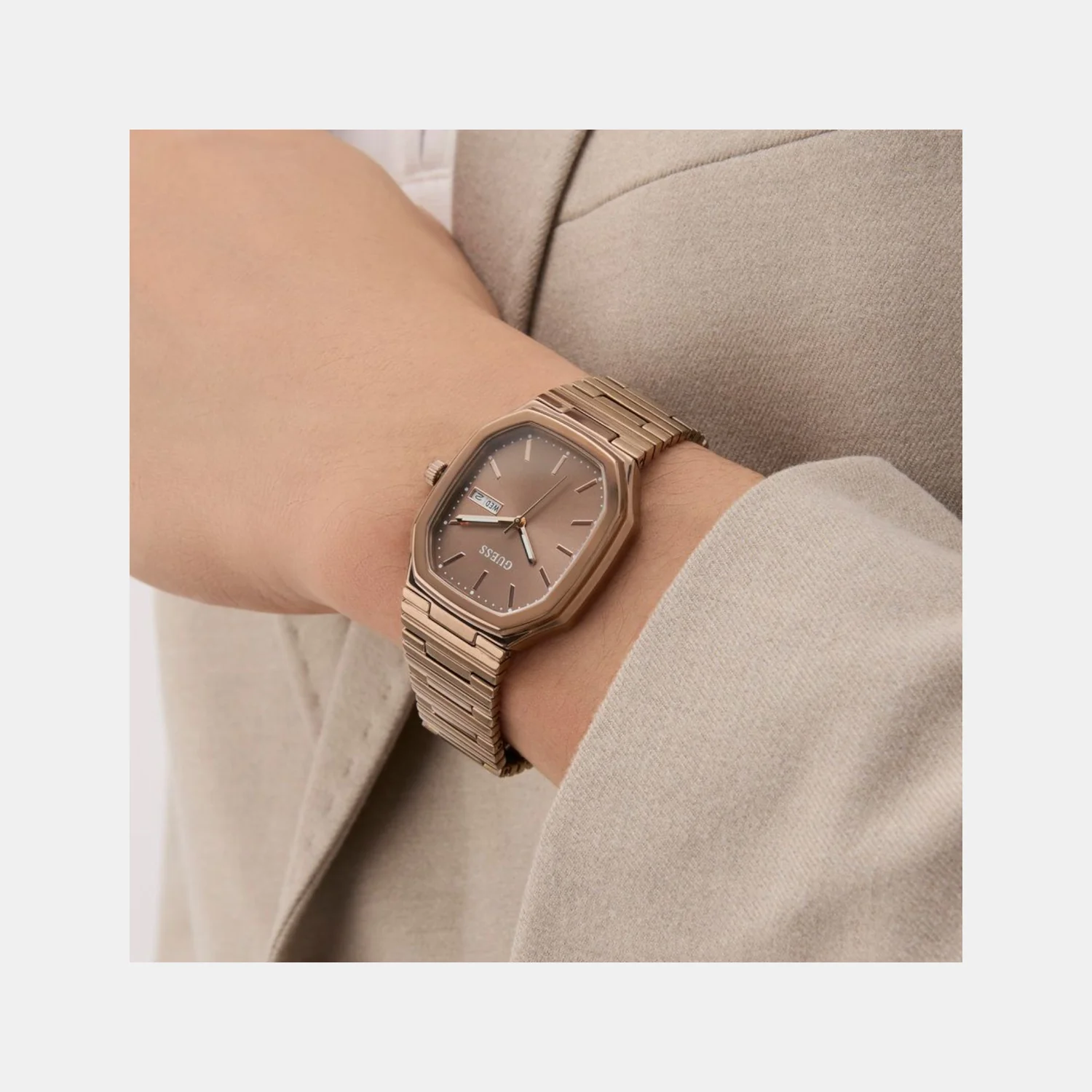Dress Men Quartz Bronze Dial Analog Recycled Steel Watch GW0978G3 - Image 9