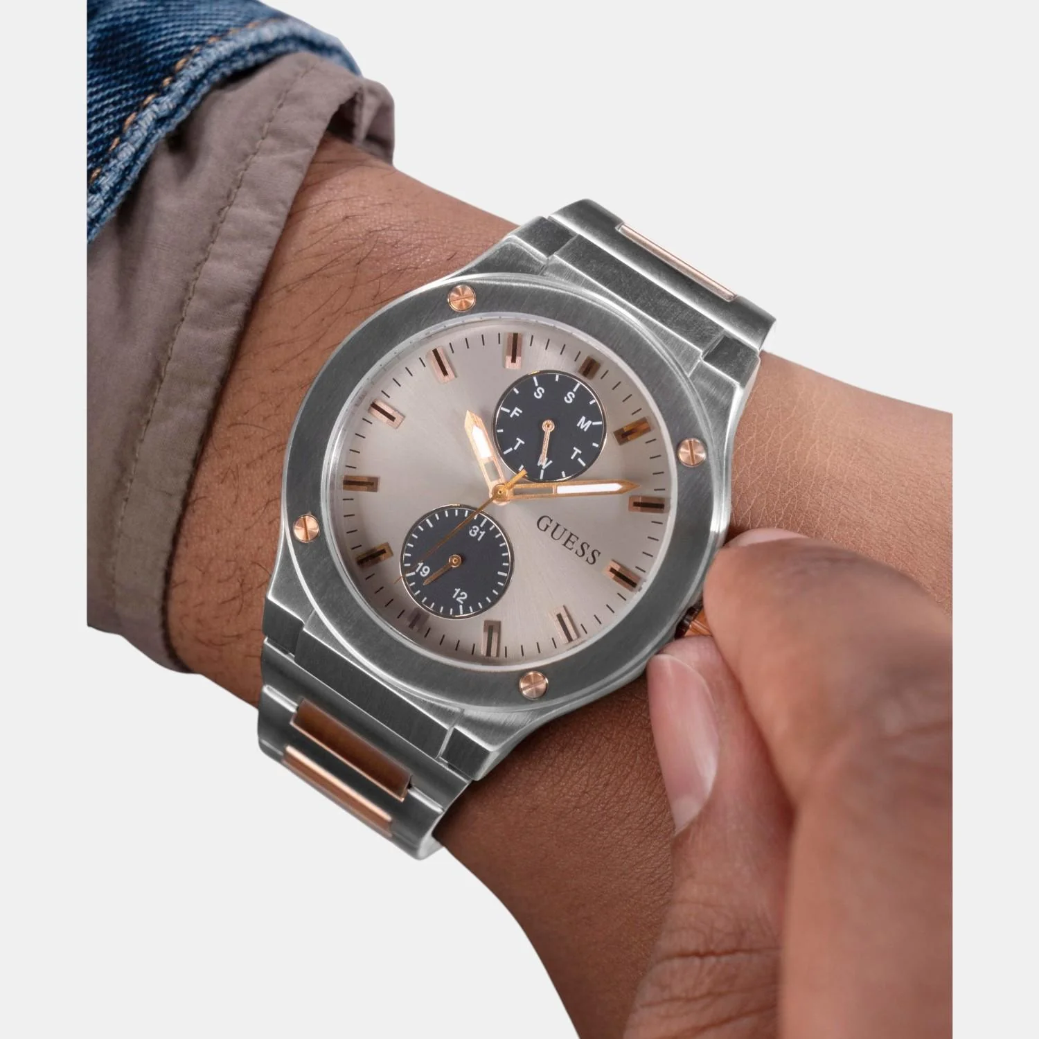 Dress Men Quartz Grey Dial Multi-Function Stainless Steel Watch GW0795G2 - Image 8