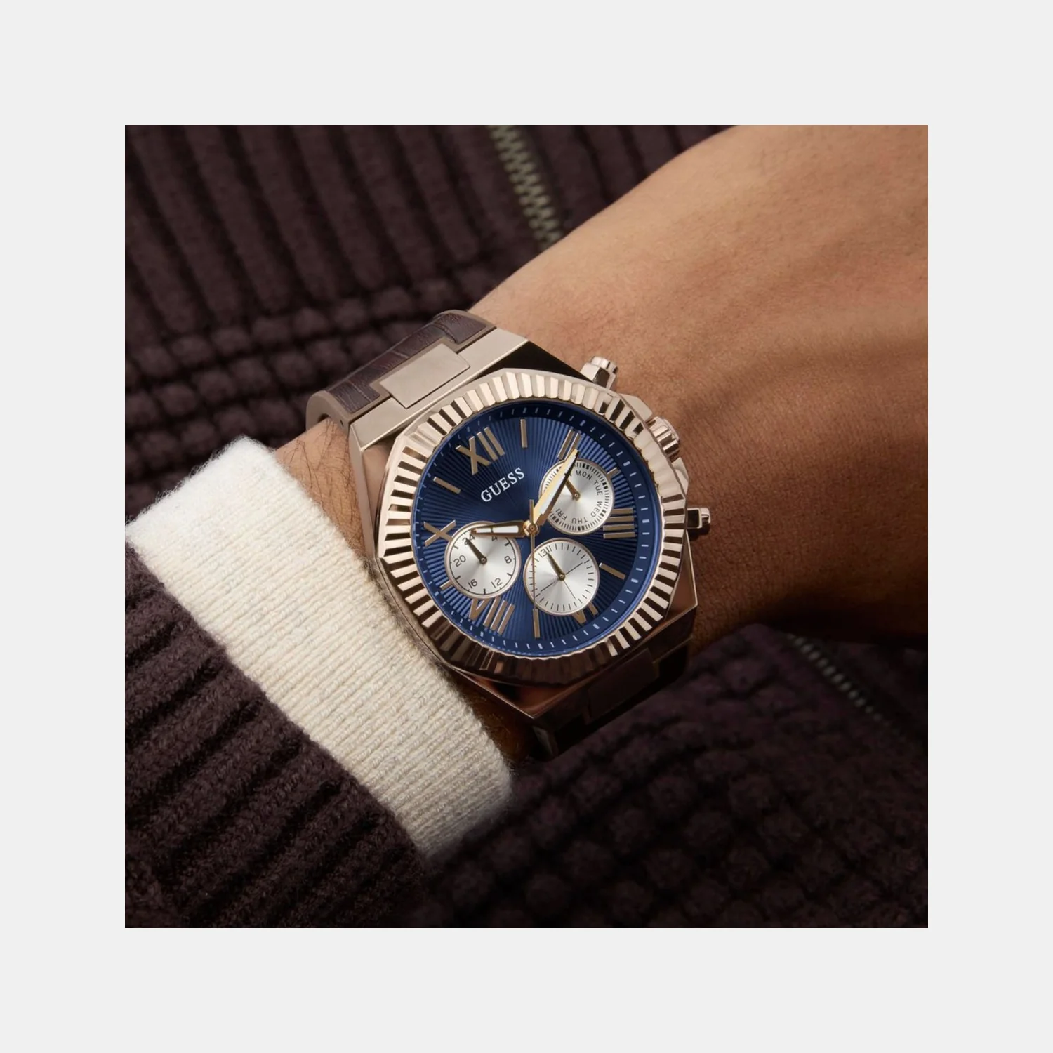 Equity Men Quartz Blue Dial Multi-Function Leather Watch GW0791G4 - Image 7