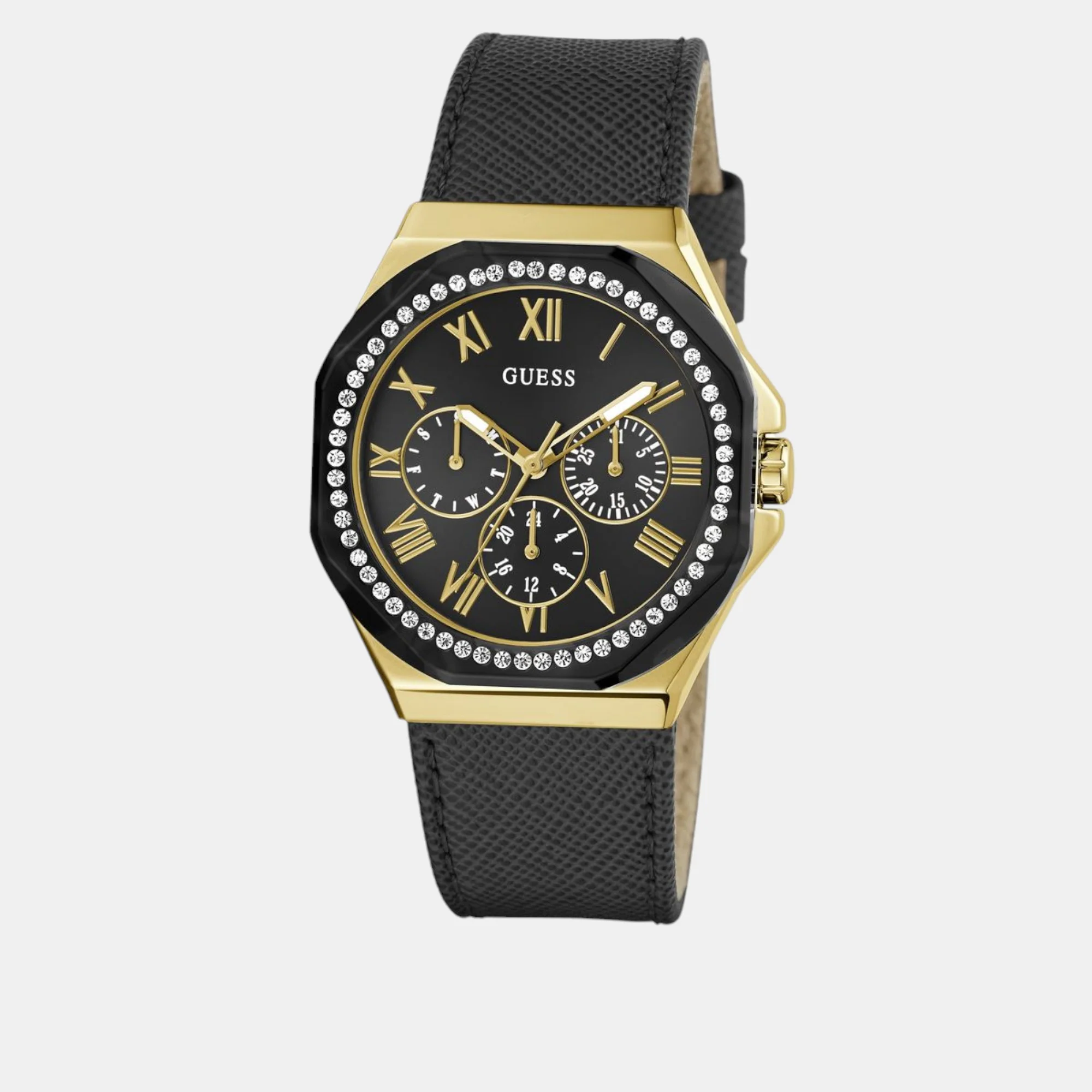 Glaze Women Quartz Black Dial Multi-Function Leather Watch GW0753L4 - Image 3