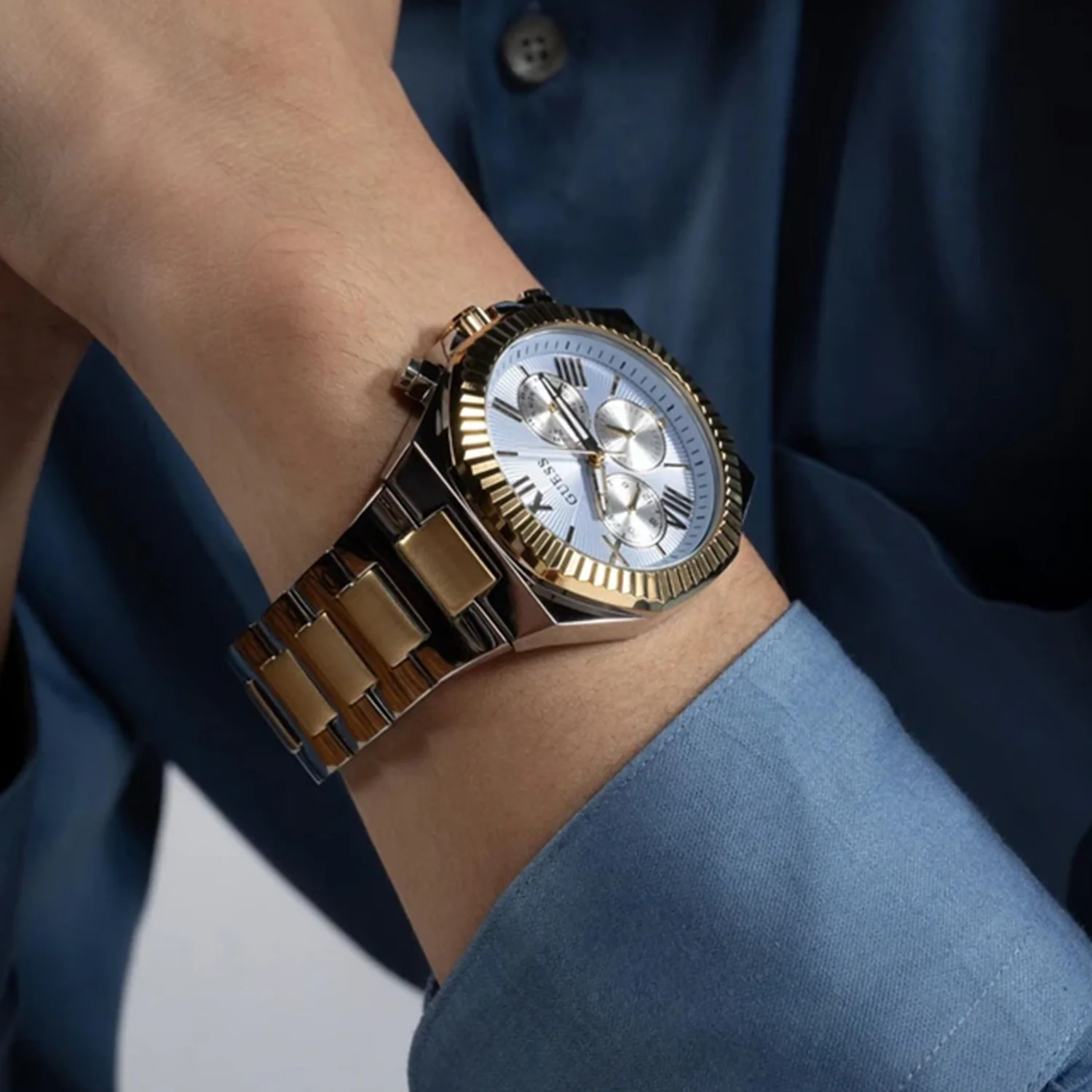 Guess Dress Men Quartz Blue Dial Chronograph Stainless Steel Watch GW0703G3 - Image 6