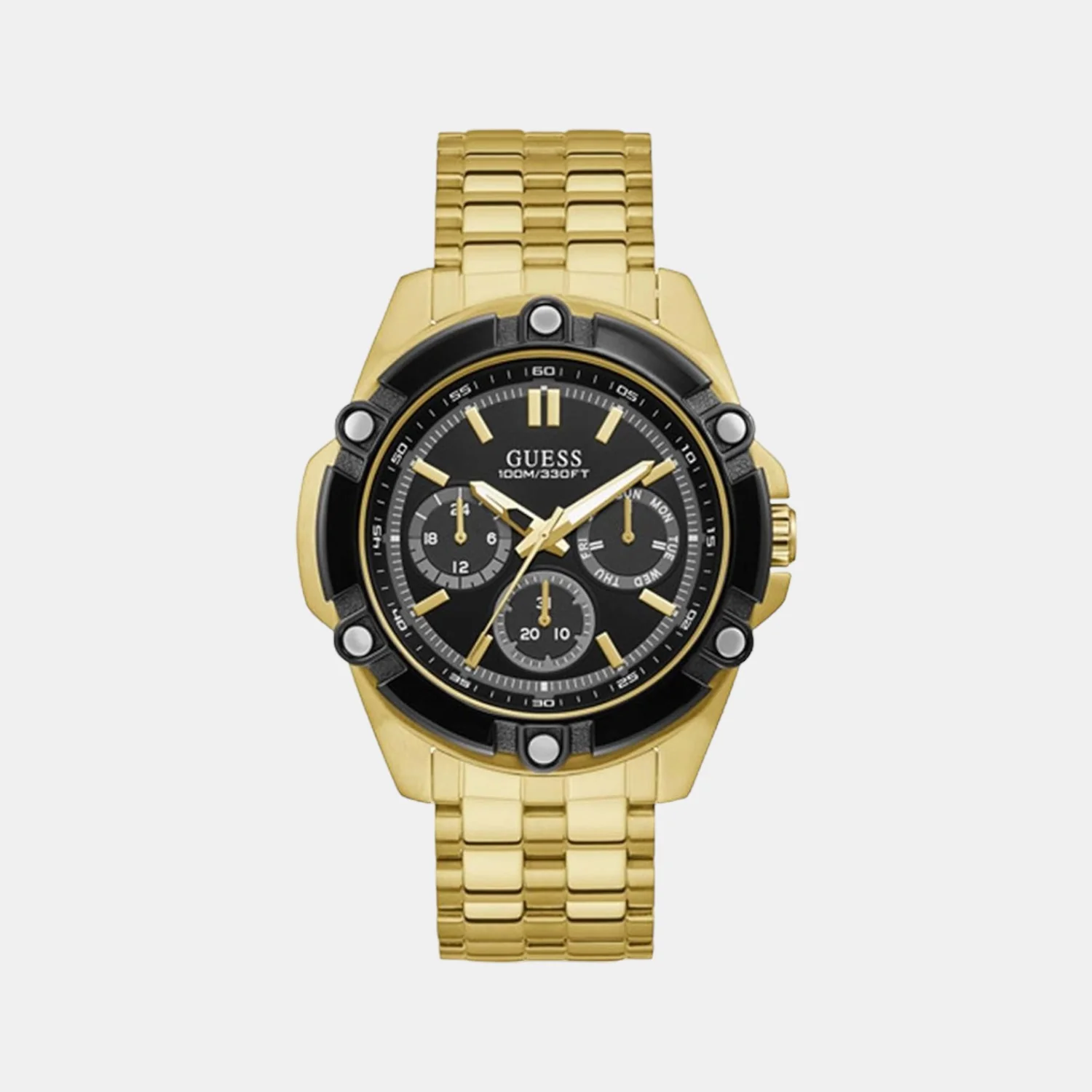 Guess Sport Men Quartz Black Dial Chronograph Stainless Steel Watch GW0210G1