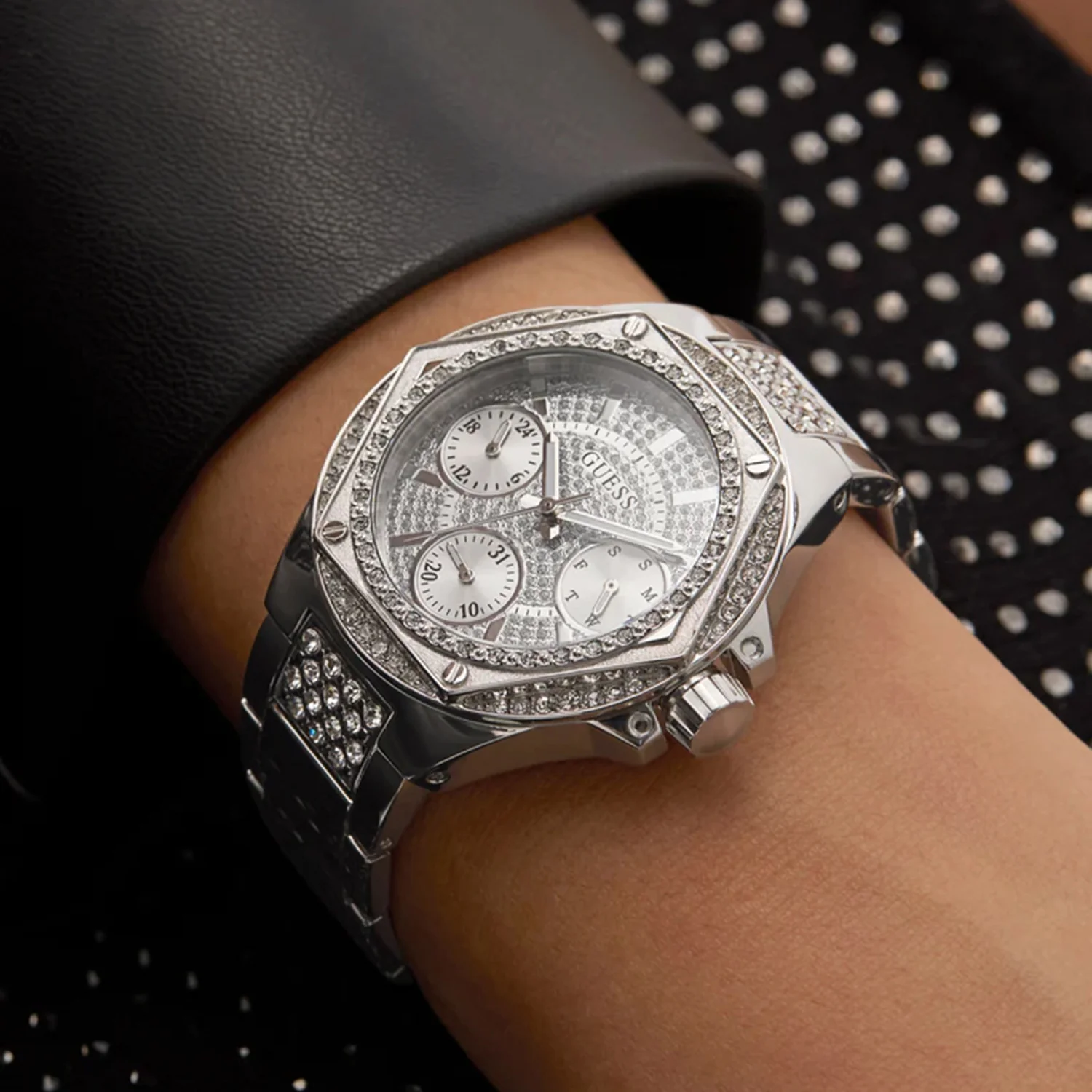 Guess Trend Women Quartz Silver Dial Multi-Function Stainless Steel Watch GW0878L1 - Image 4