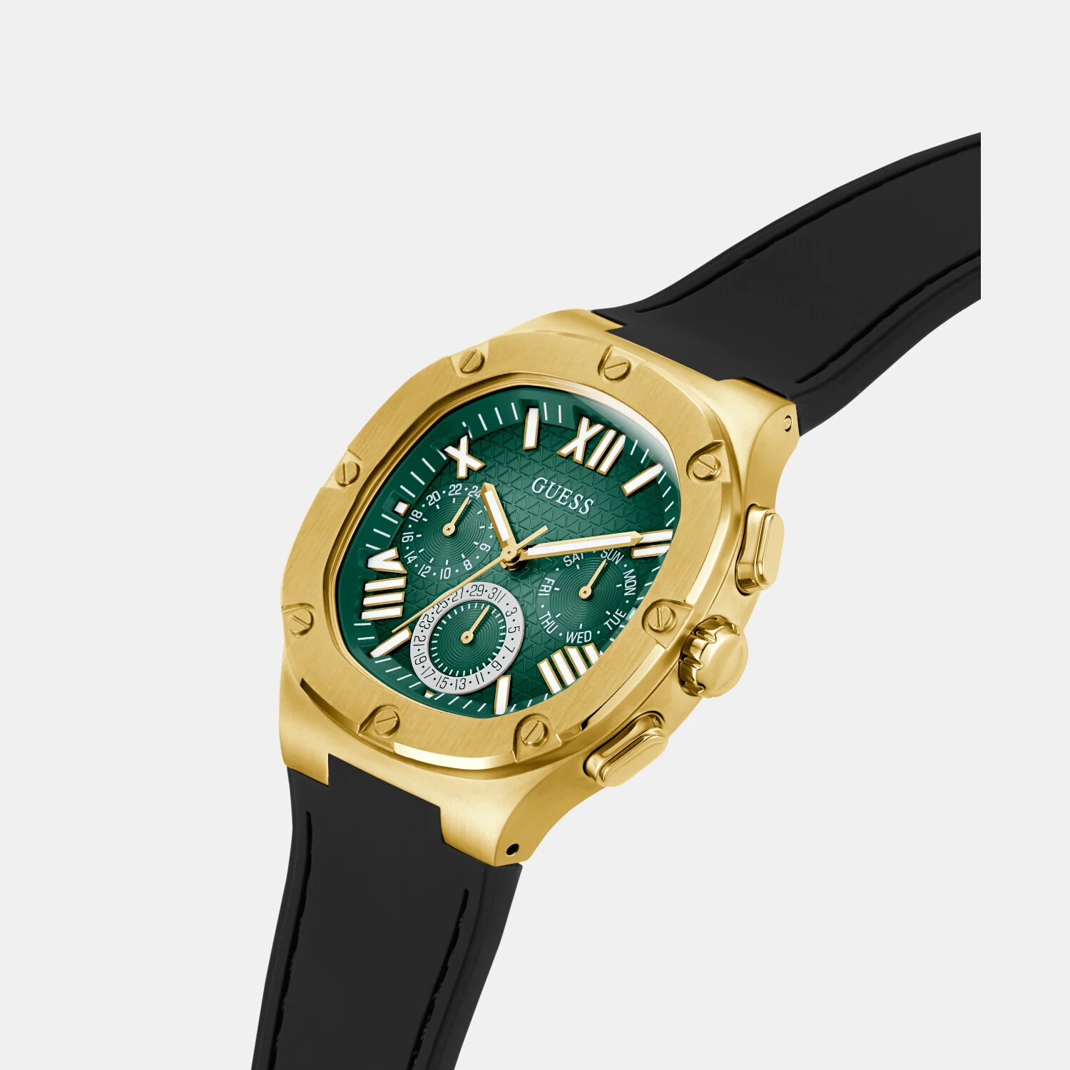 Headline Men Quartz Green Dial Chronograph Silicone Watch GW0571G3 - Image 5