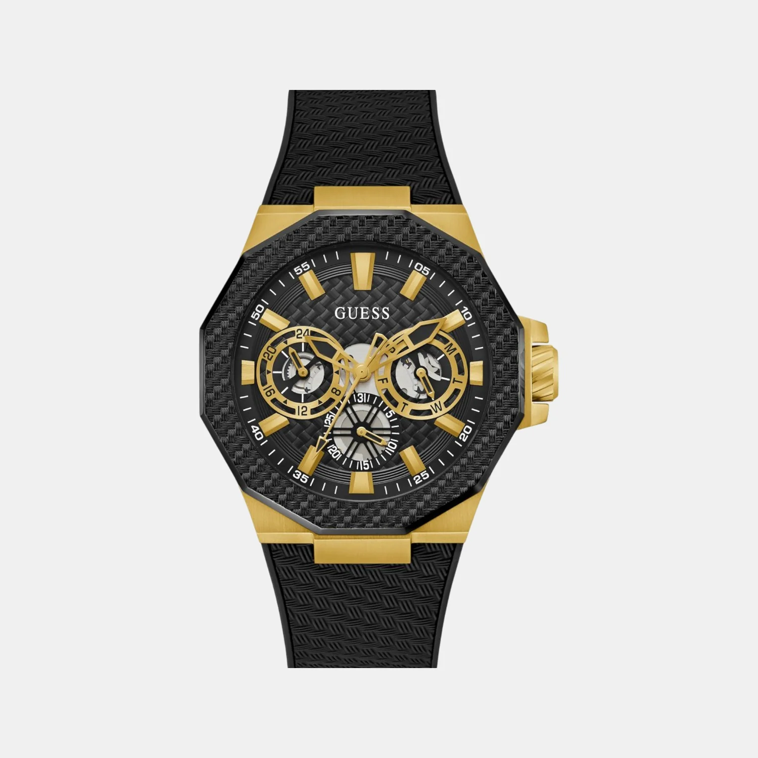 Indy Men Quartz Black Dial Multi-Function Silicone Watch GW0853G2 - Image 2