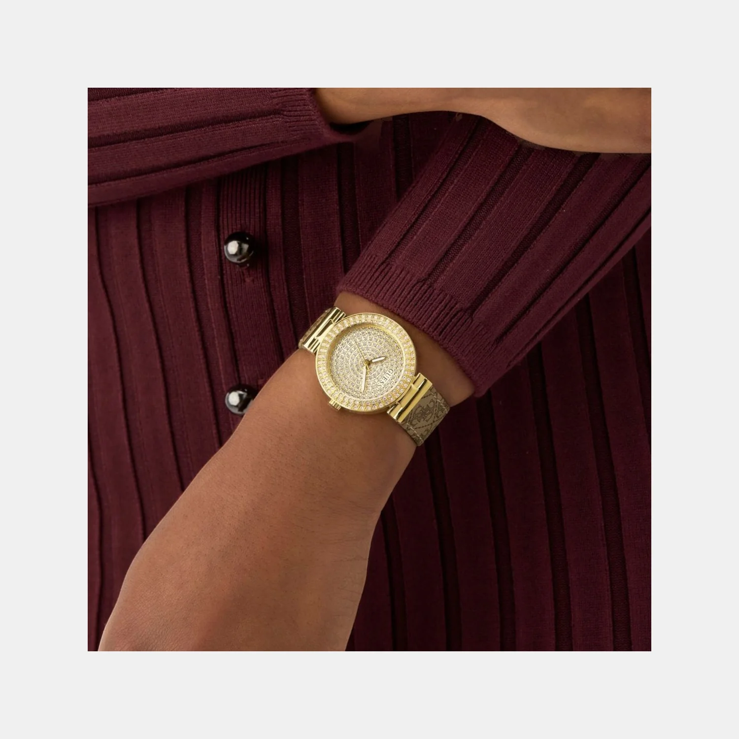 Ivy Women Quartz Champagne Dial Analog Leather Watch GW0943L2 - Image 5