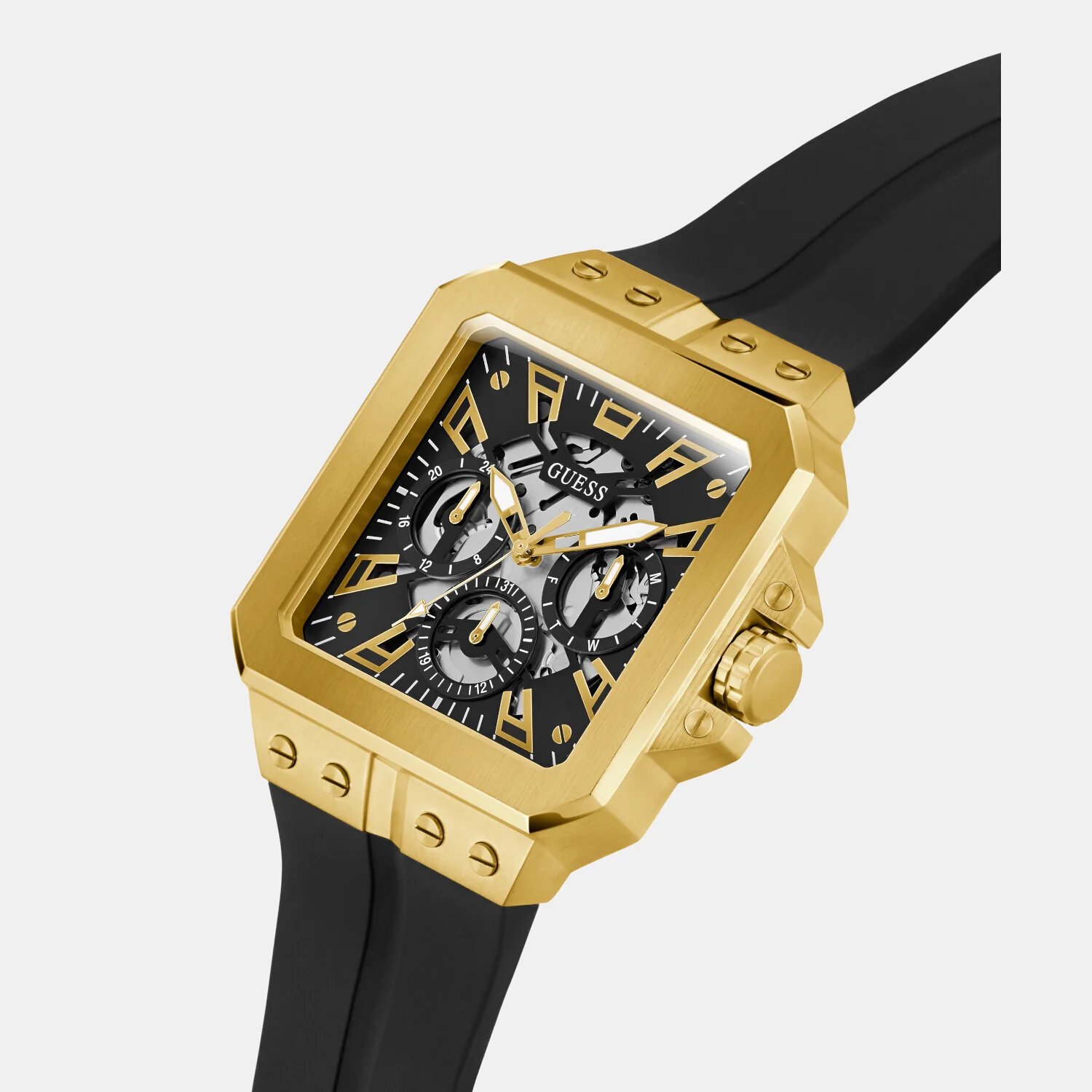 Leo Men Quartz Black Dial Analog Silicone Watch GW0637G2 - Image 4