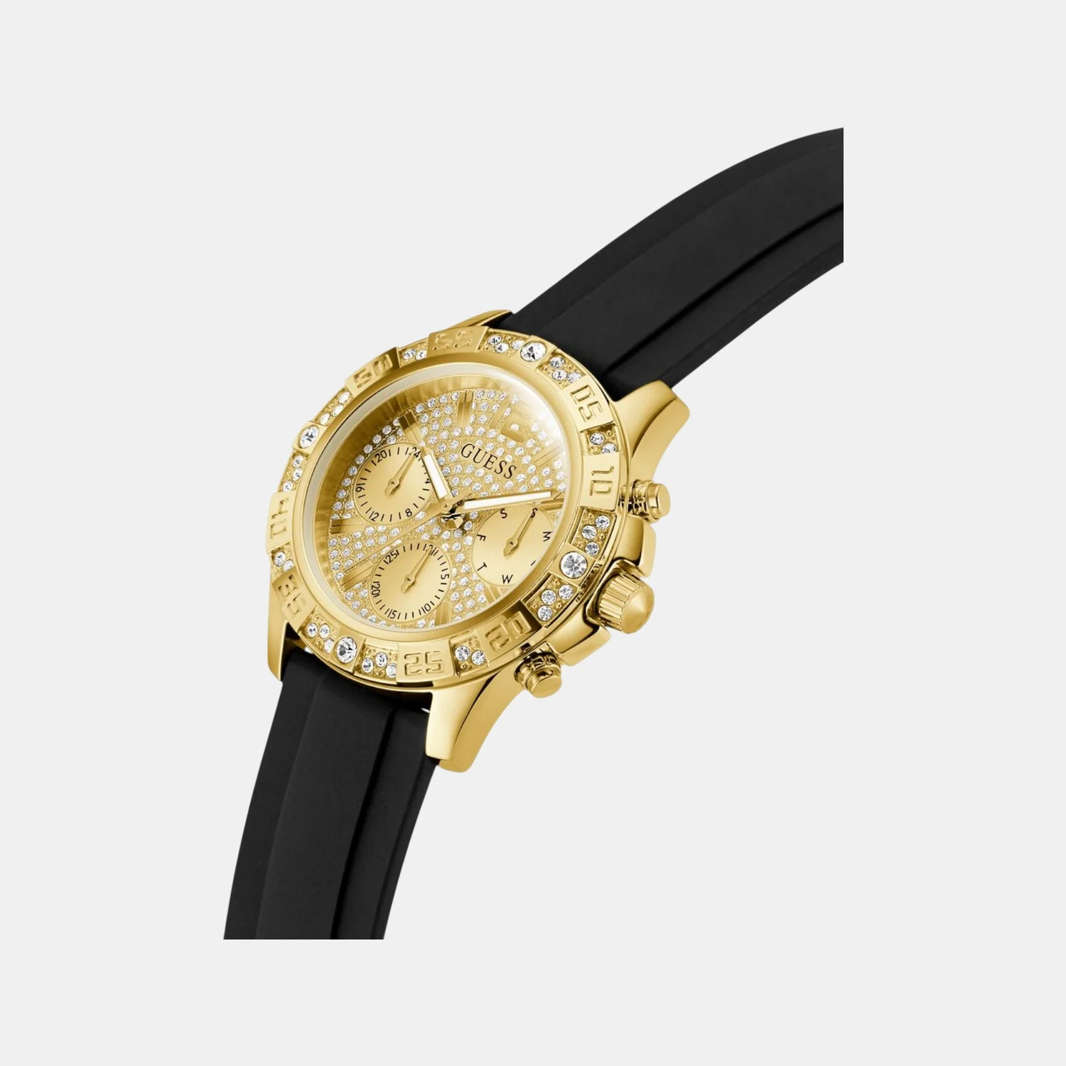 Majesty Women Quartz Champagne Dial Multi-Function Silicone Watch GW0772L5 - Image 5
