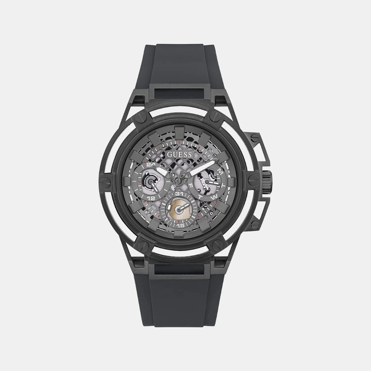 Matrix Round Men Quartz Grey Dial Chronograph Silicone Watch GW0423G3