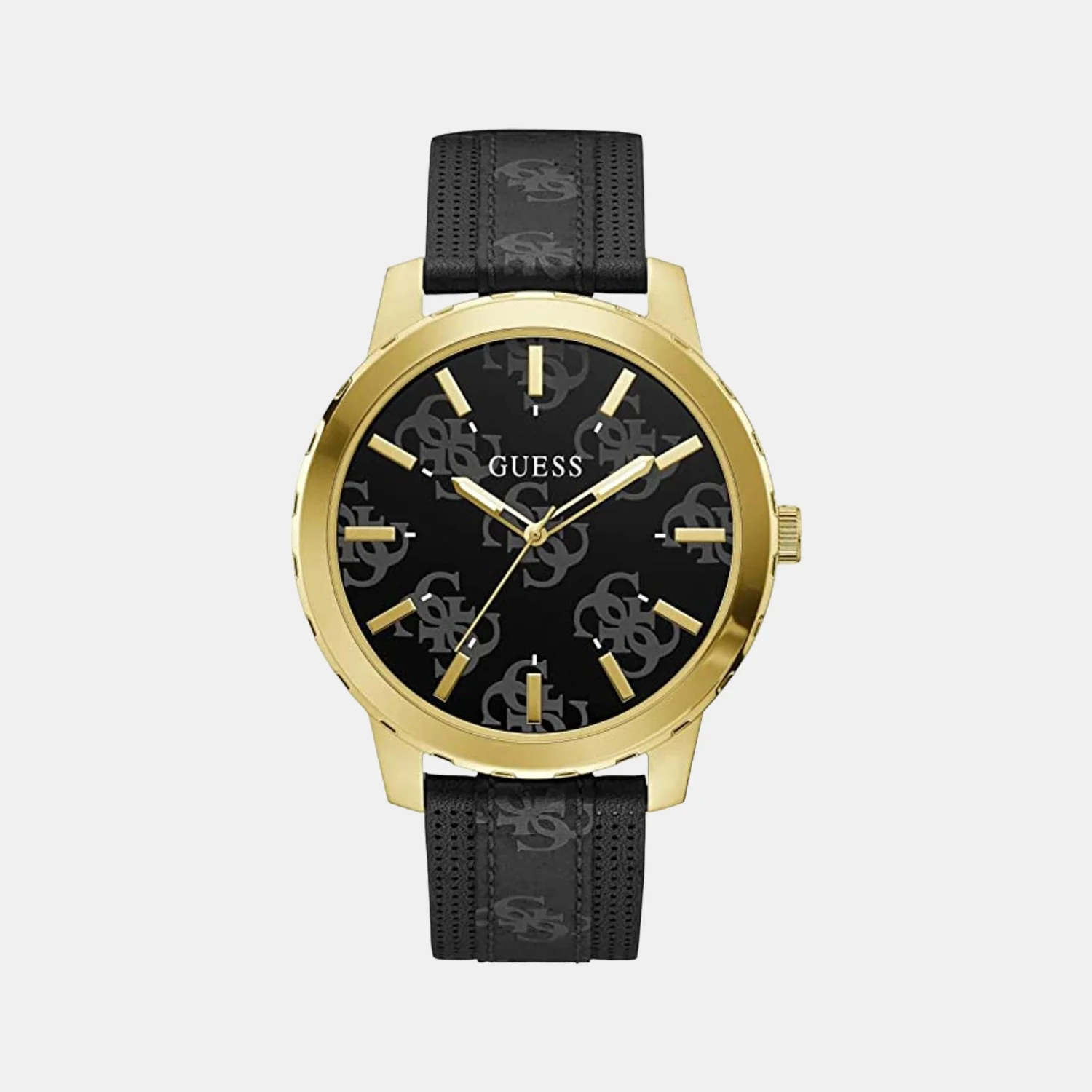 Men Quartz Black Dial Analog Leather Watch GW0201G1