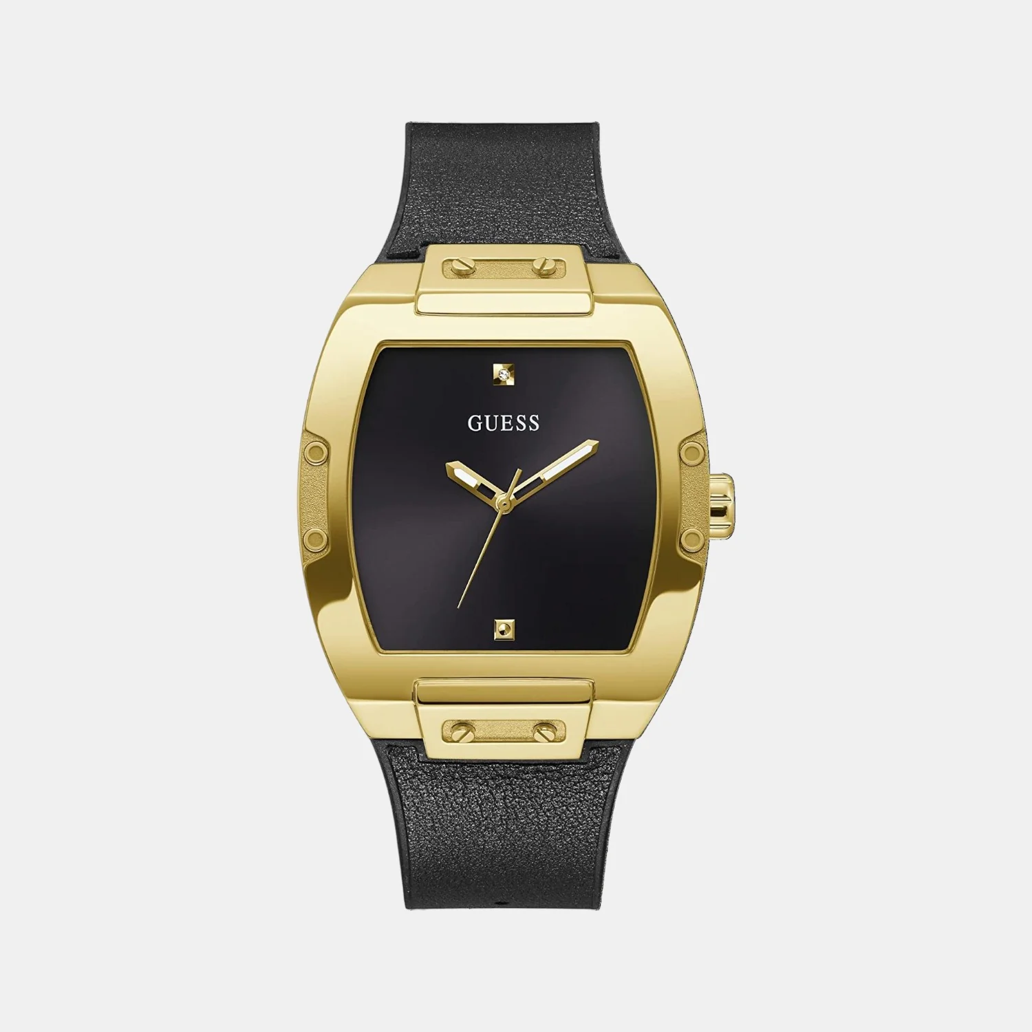 Men Quartz Black Dial Analog Leather Watch GW0386G3