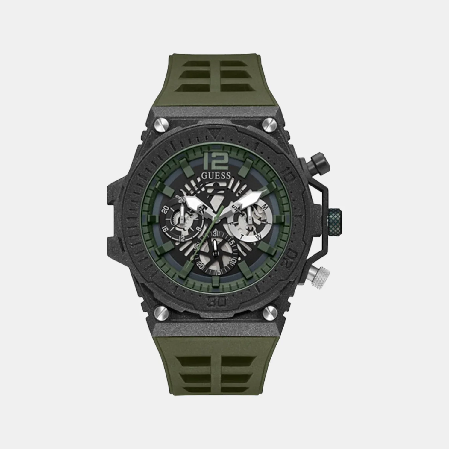 Men Quartz Black Dial Analog Silicone Watch GW0325G2