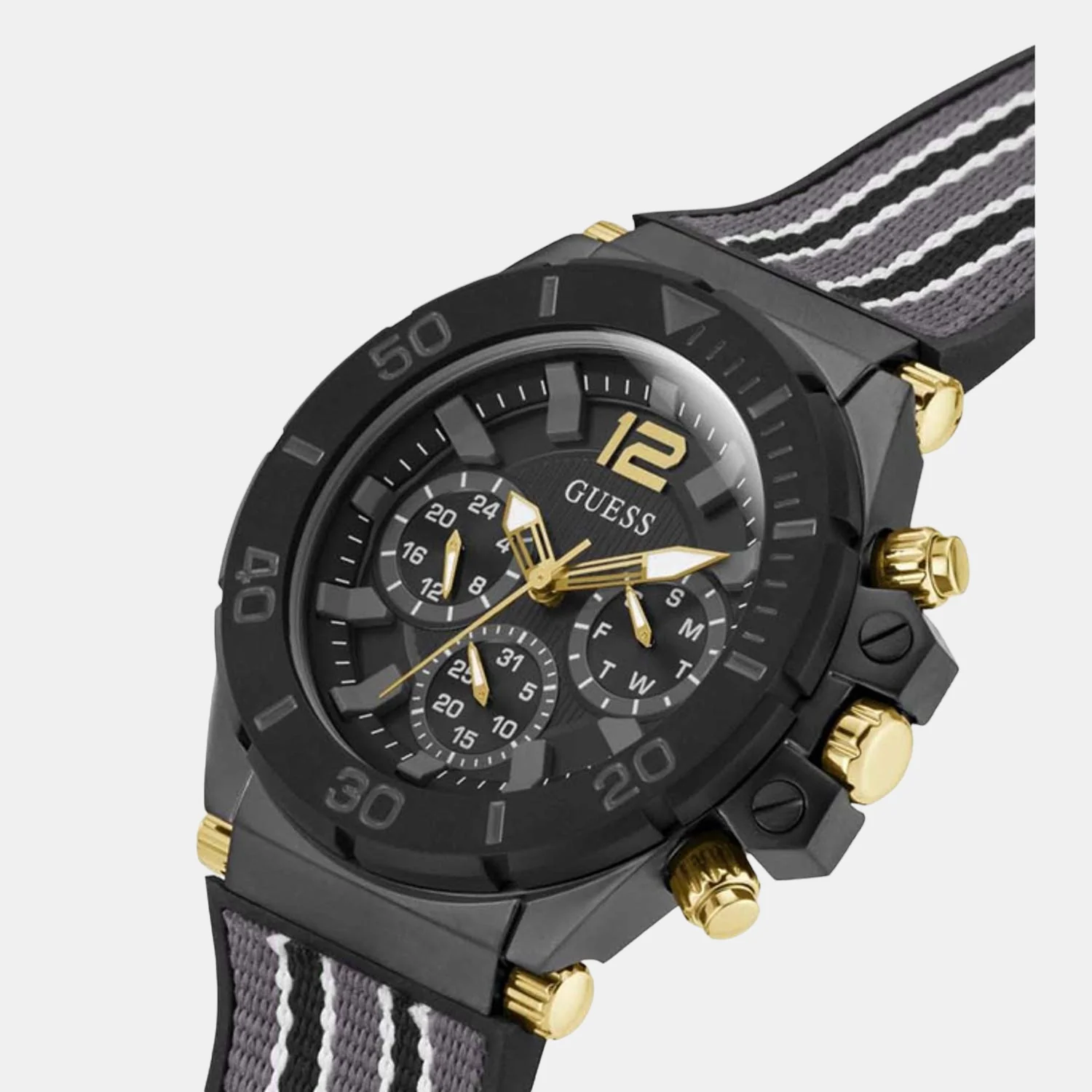 Men Quartz Black Dial Chronograph Nylon Watch GW0415G3 - Image 2