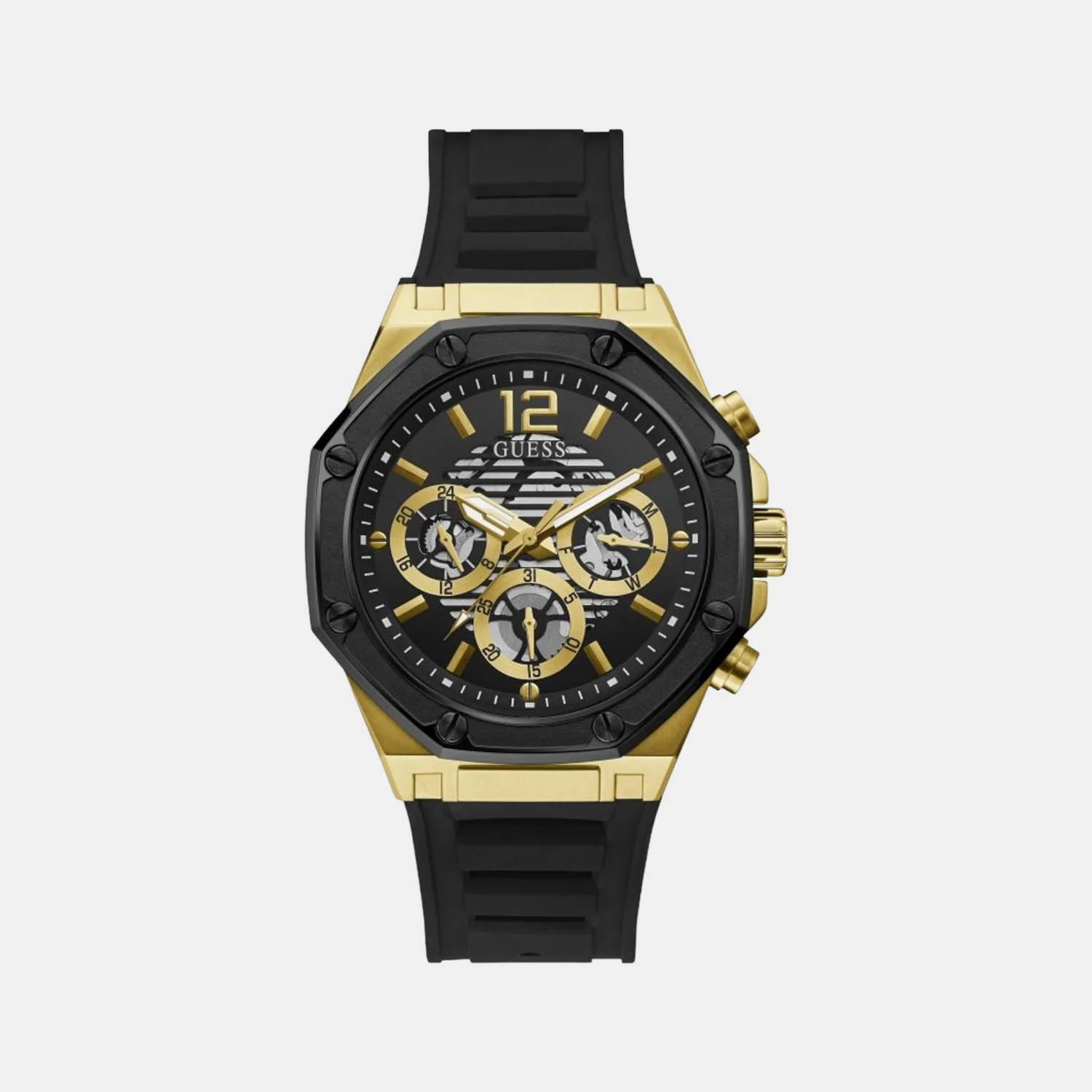 Men Quartz Black Dial Chronograph Silicone Watch GW0263G1