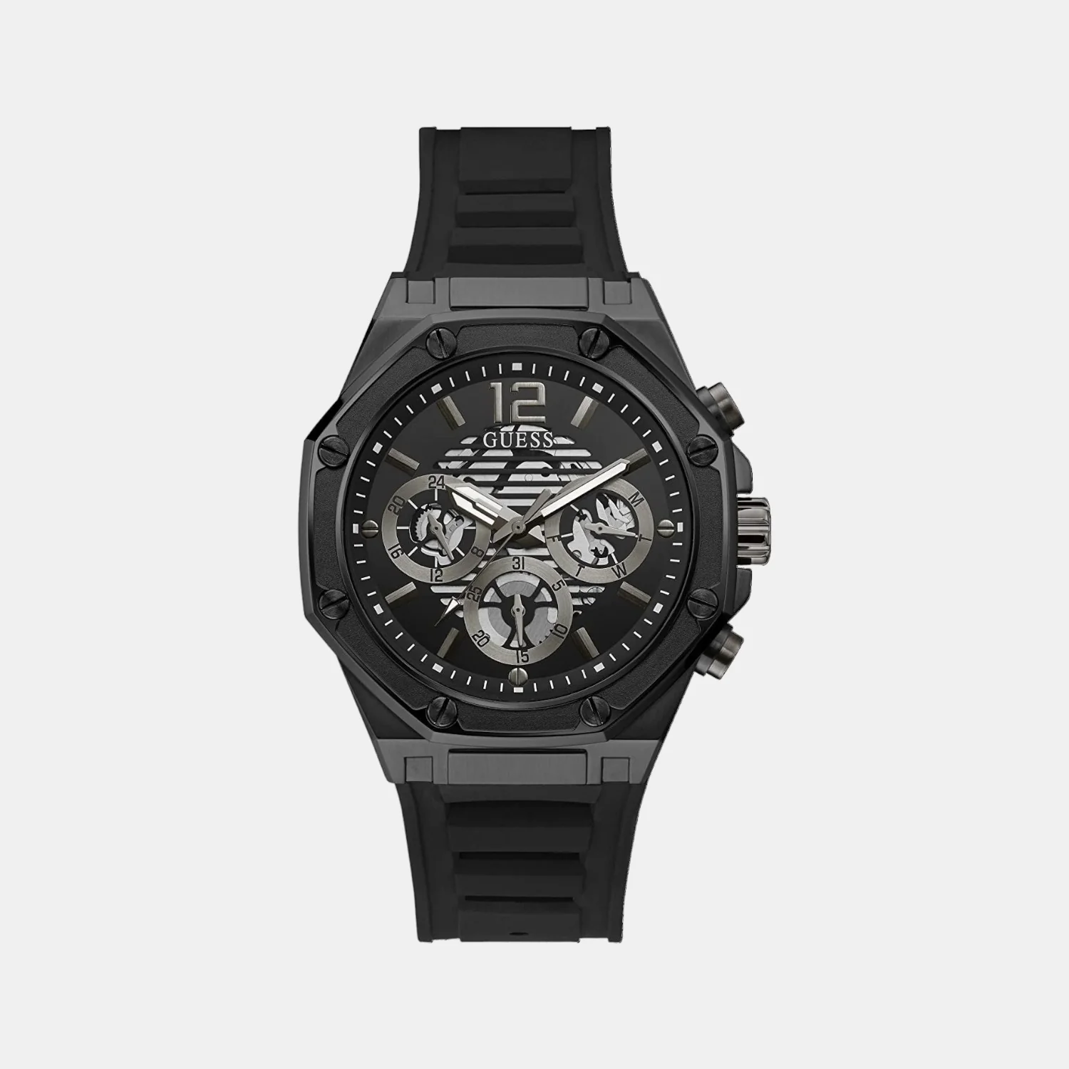 Men Quartz Black Dial Chronograph Silicone Watch GW0263G4