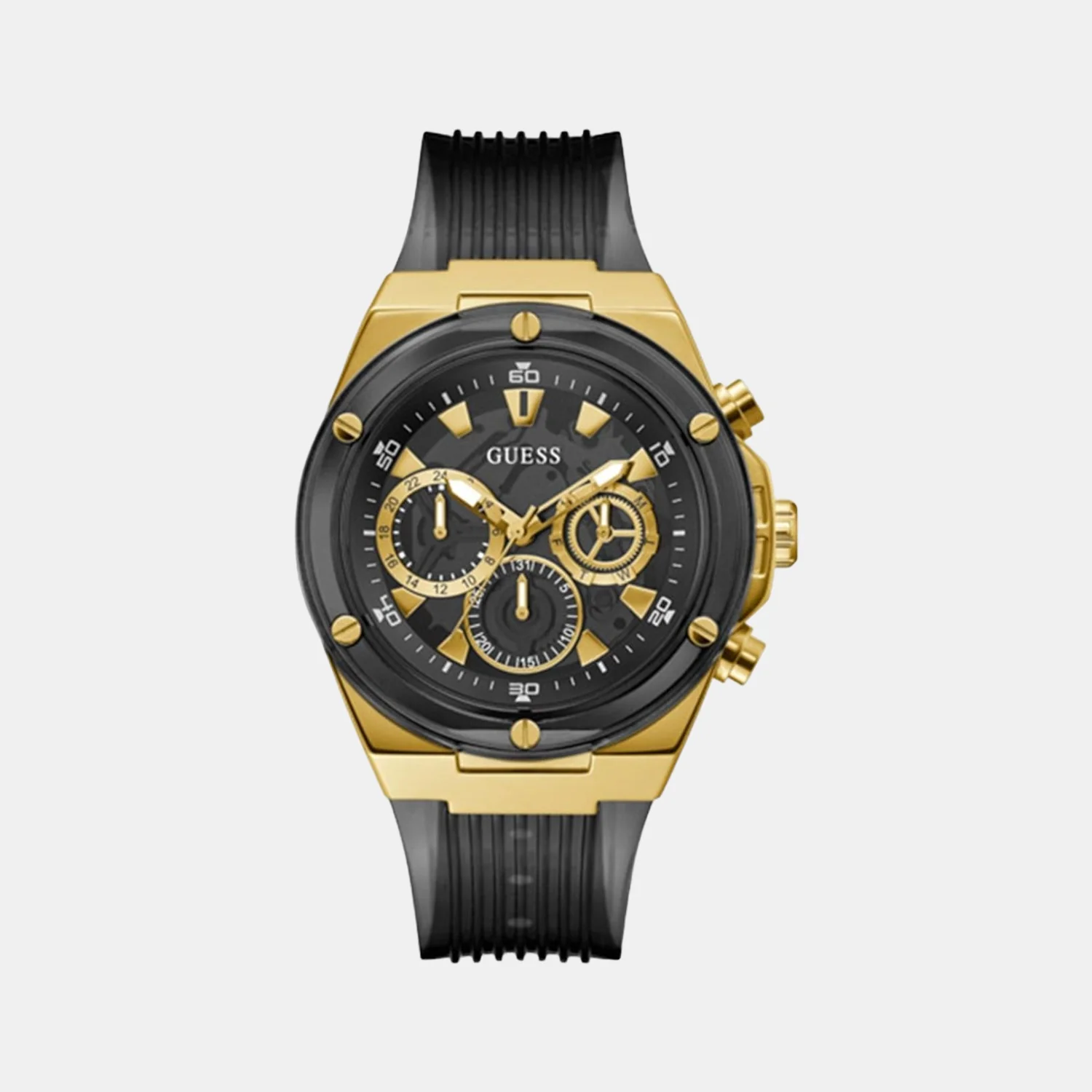Men Quartz Black Dial Chronograph Silicone Watch GW0425G1