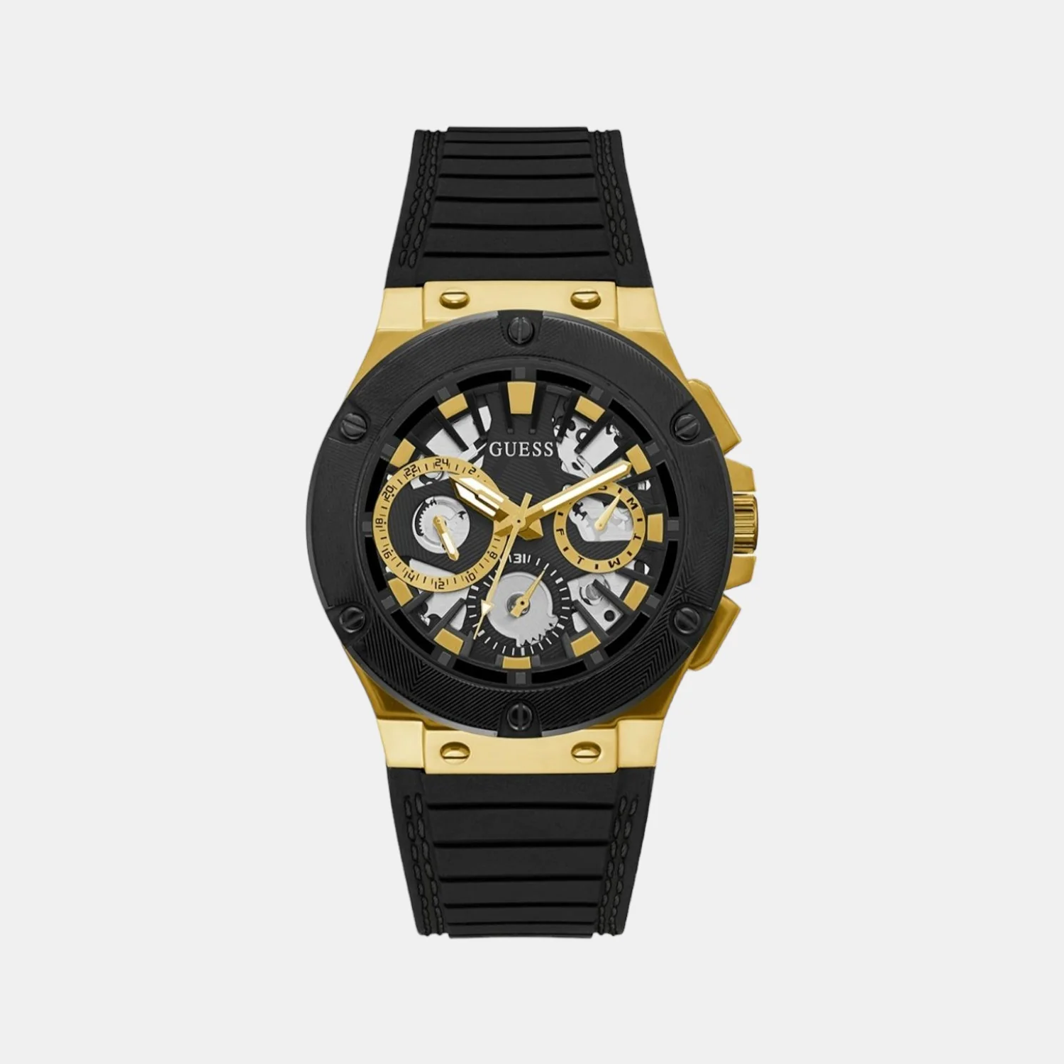 Men Quartz Black Dial Chronograph Silicone Watch GW0487G5