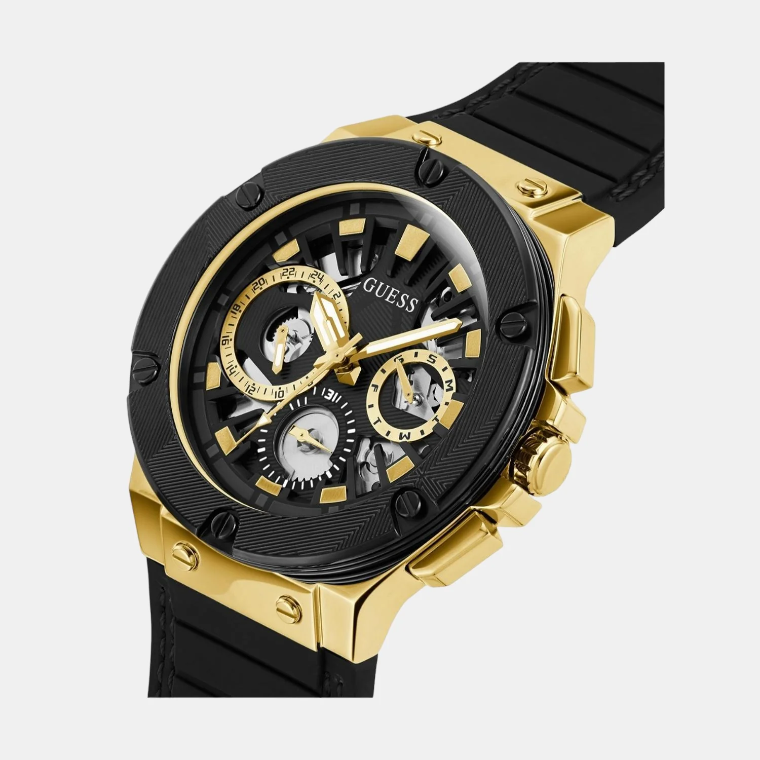 Men Quartz Black Dial Chronograph Silicone Watch GW0487G5 - Image 5
