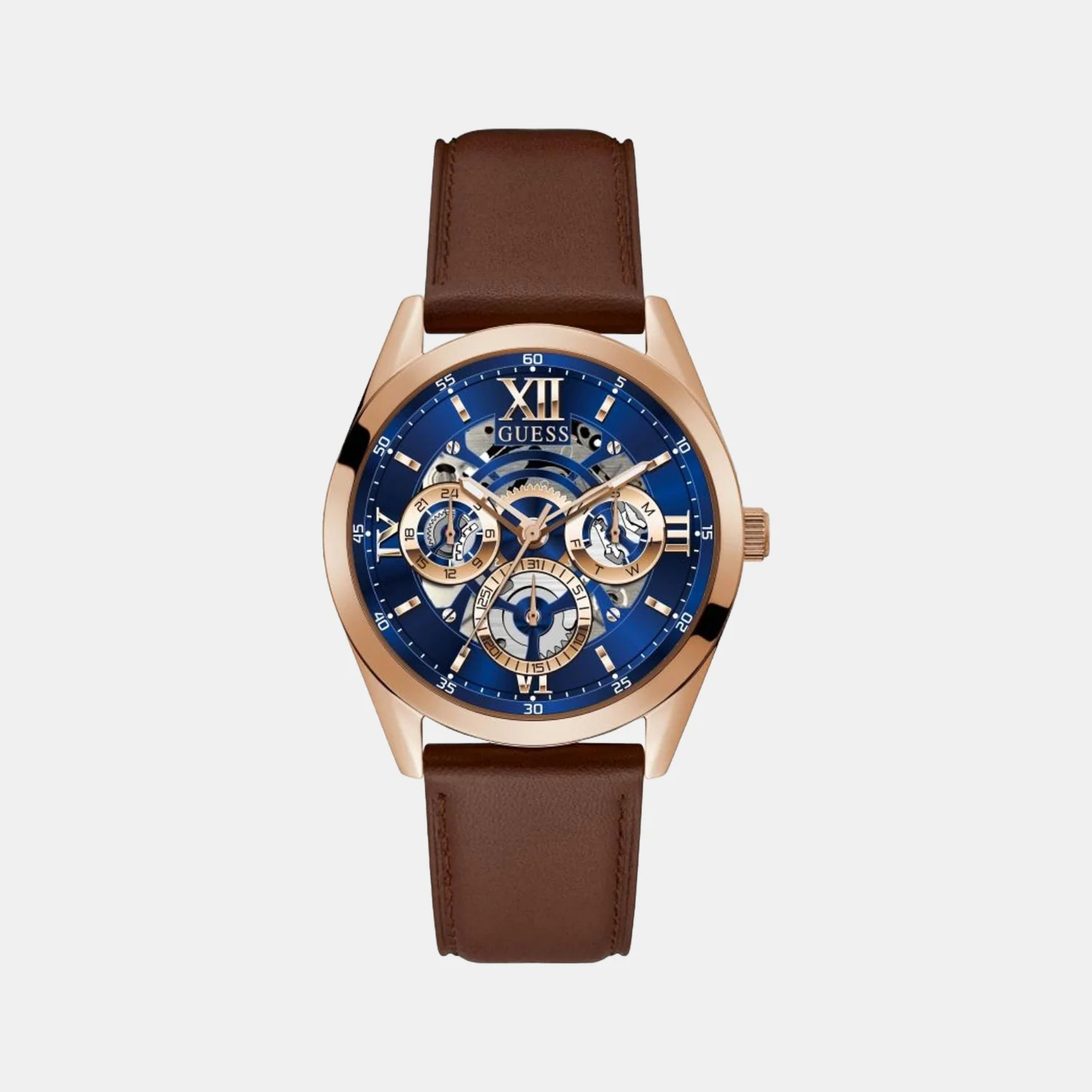 Men Quartz Blue Dial Analog Leather Watch GW0389G3