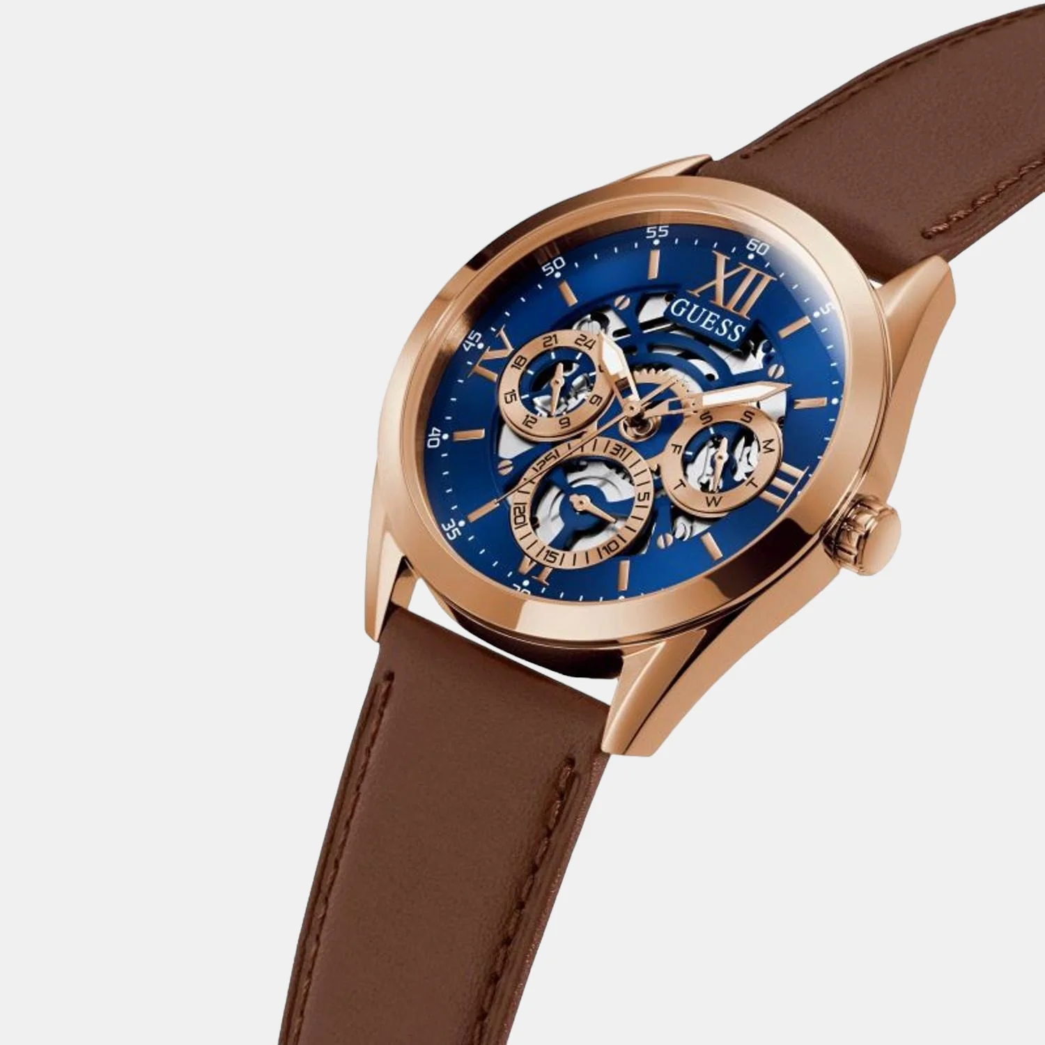 Men Quartz Blue Dial Analog Leather Watch GW0389G3 - Image 4