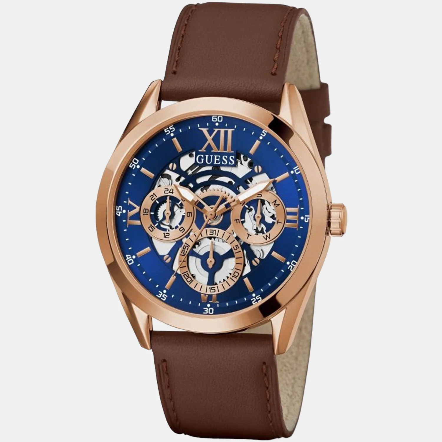 Men Quartz Blue Dial Analog Leather Watch GW0389G3 - Image 5