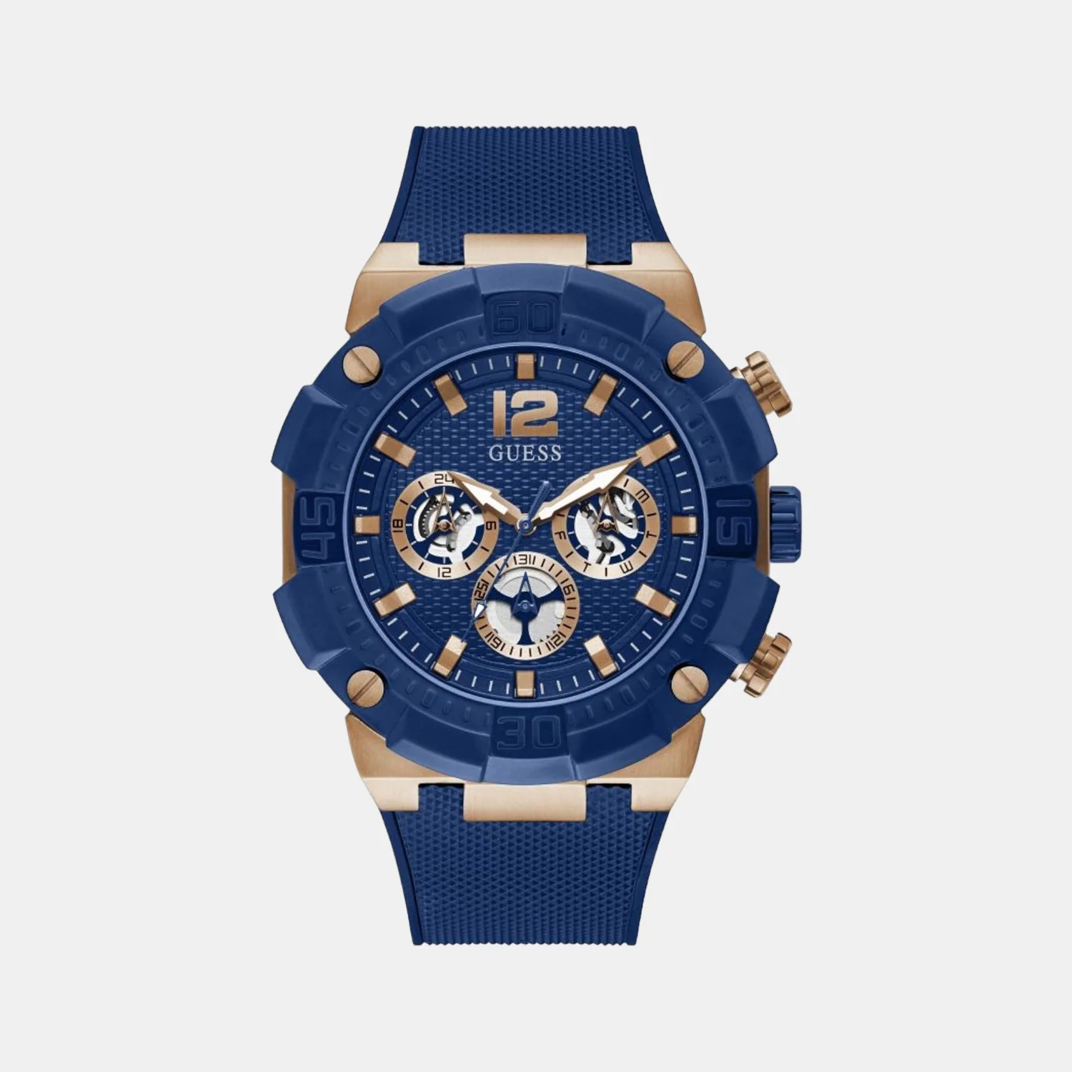 Men Quartz Blue Dial Analog Rubber Watch GW0264G4