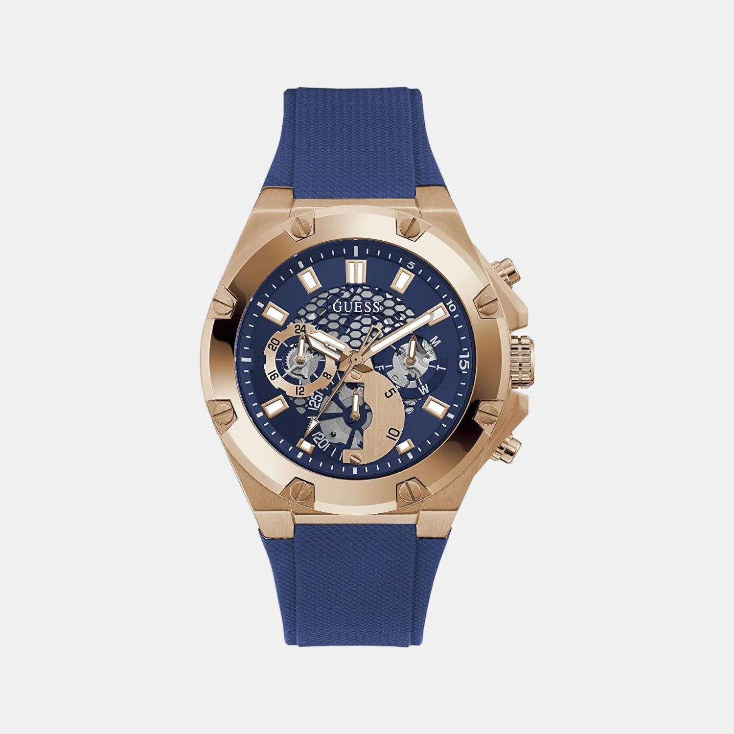 Men Quartz Blue Dial Analog Silicone Watch GW0334G3