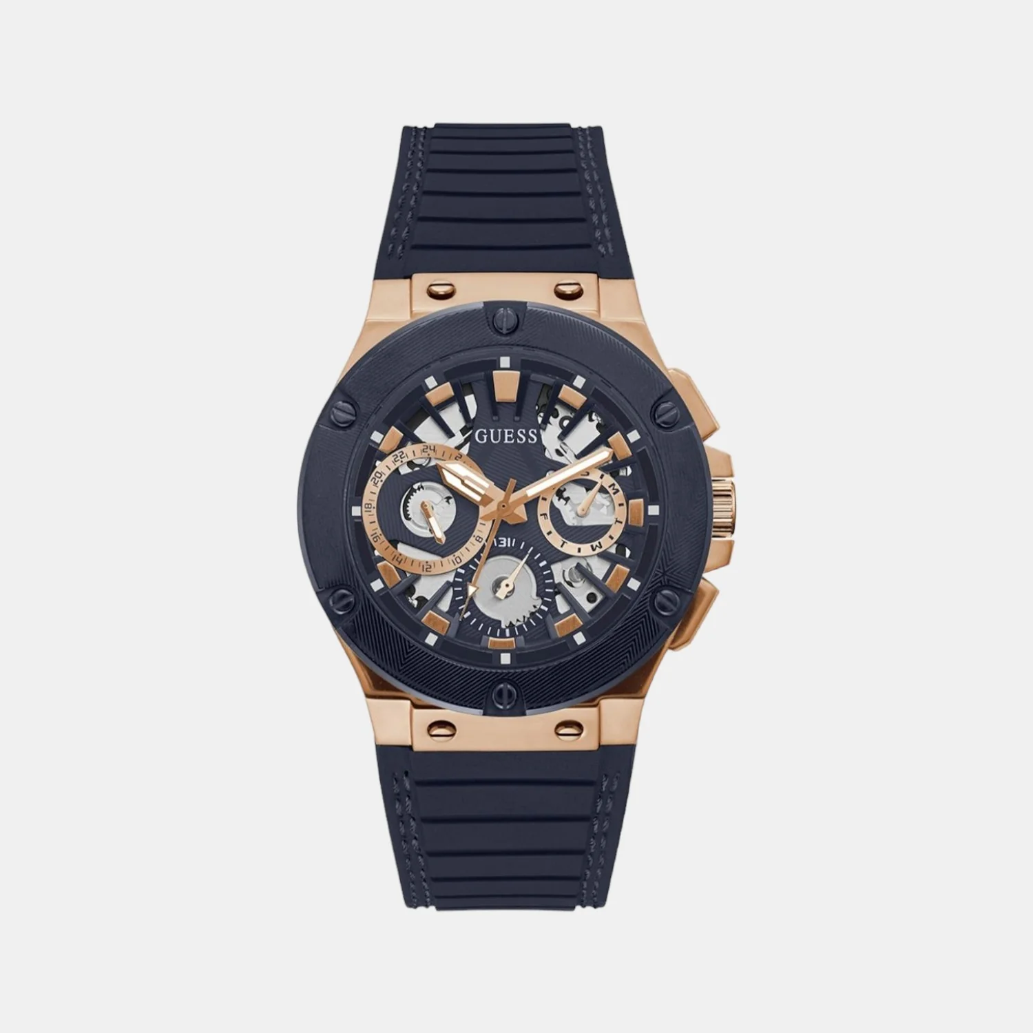 Men Quartz Blue Dial Analog Silicone Watch GW0487G4