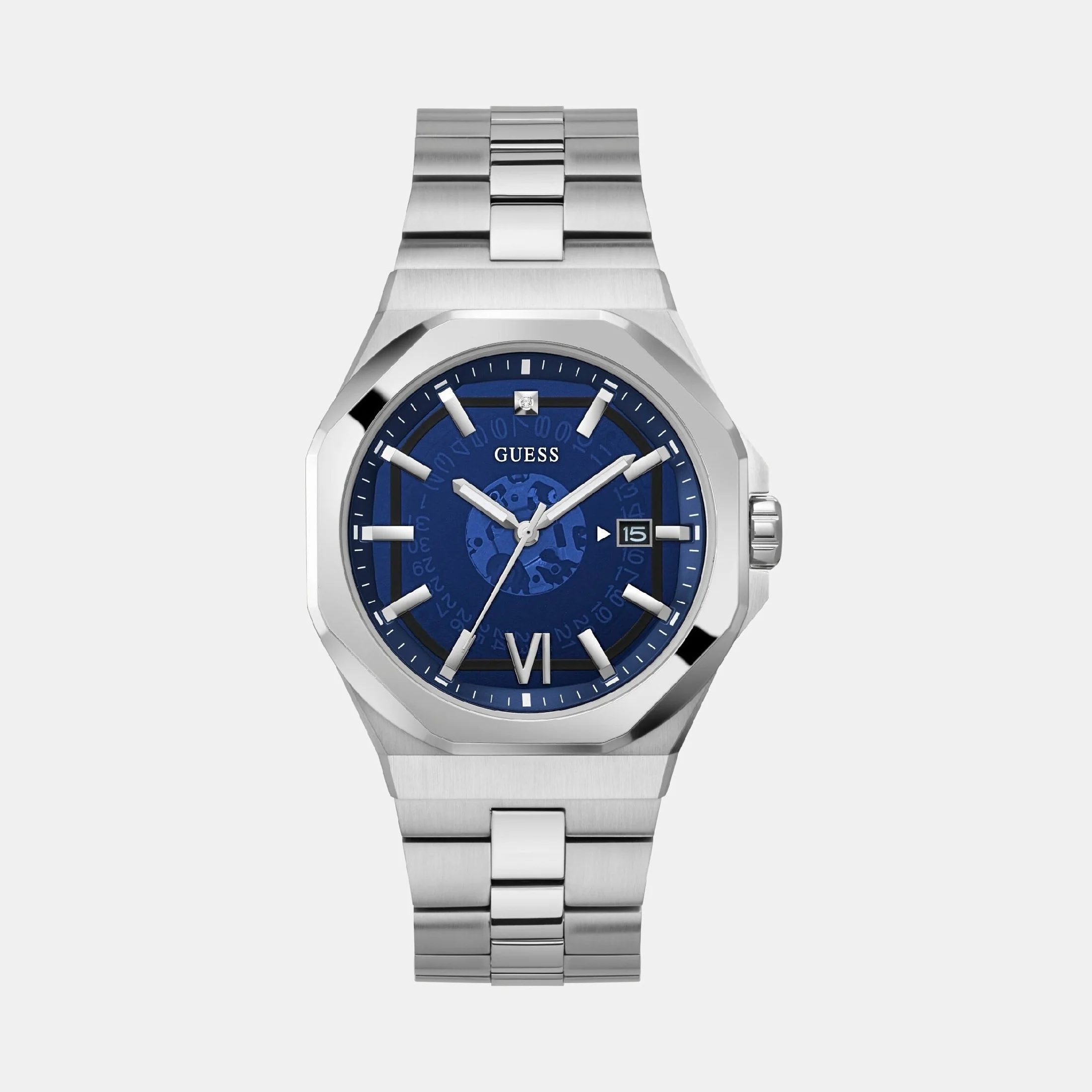 Men Quartz Blue Dial Analog Stainless Steel Watch GW0573G1