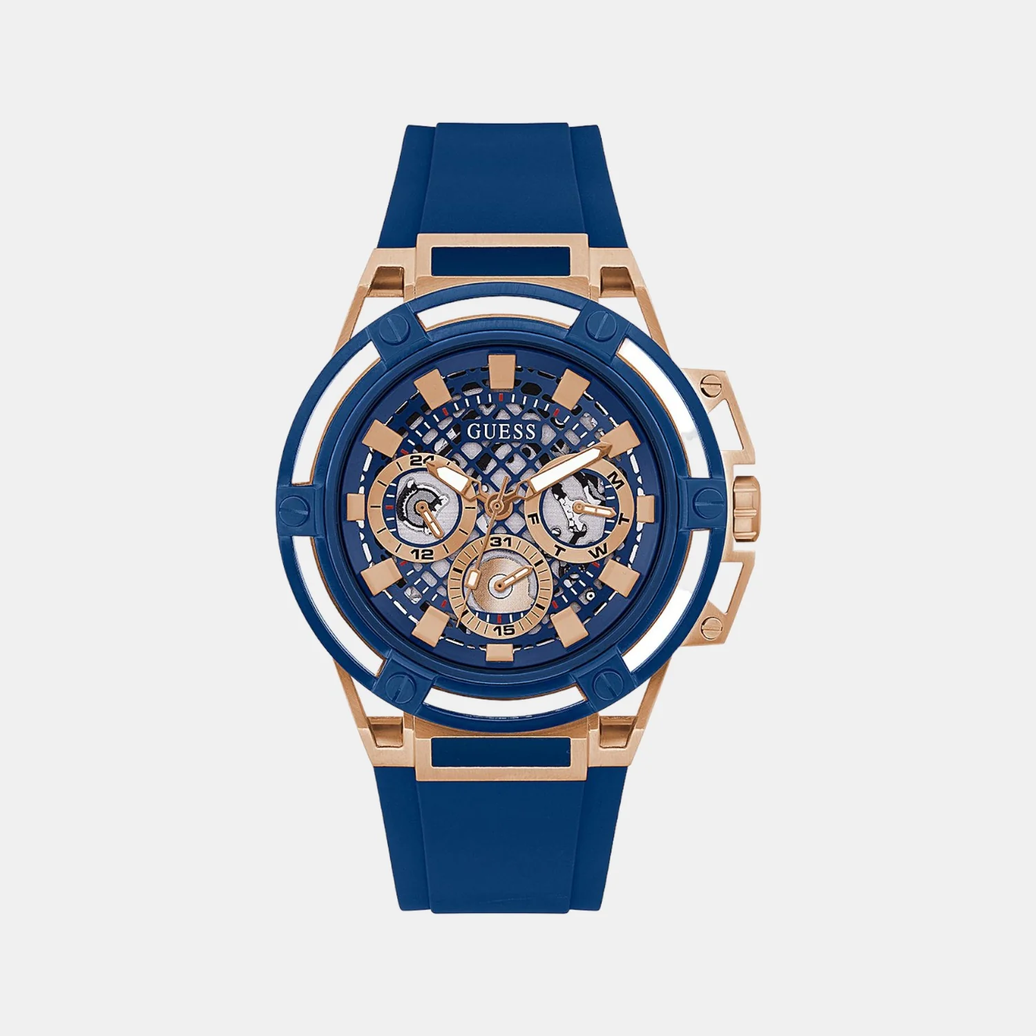 Men Quartz Blue Dial Chronograph Leather Watch GW0423G4