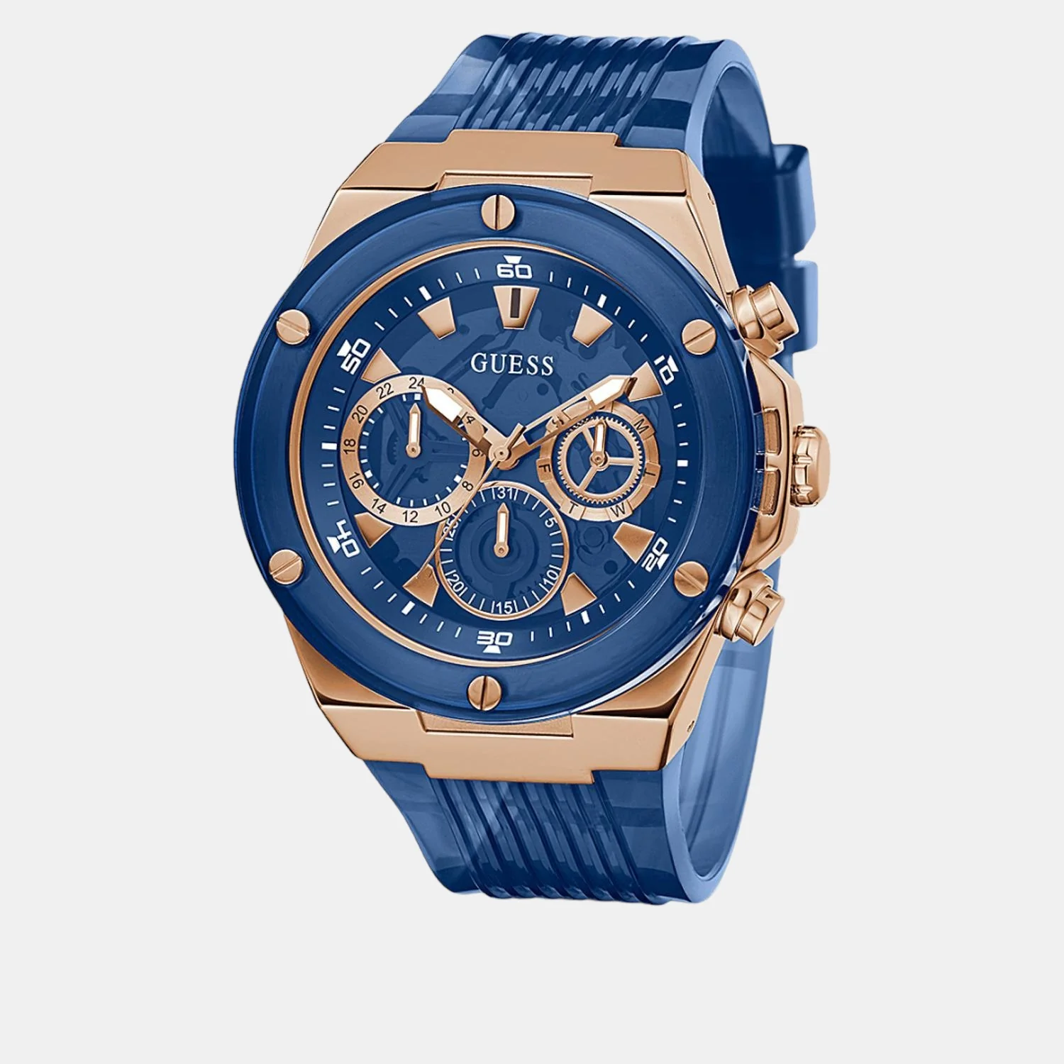 Men Quartz Blue Dial Chronograph Leather Watch GW0425G3 - Image 2