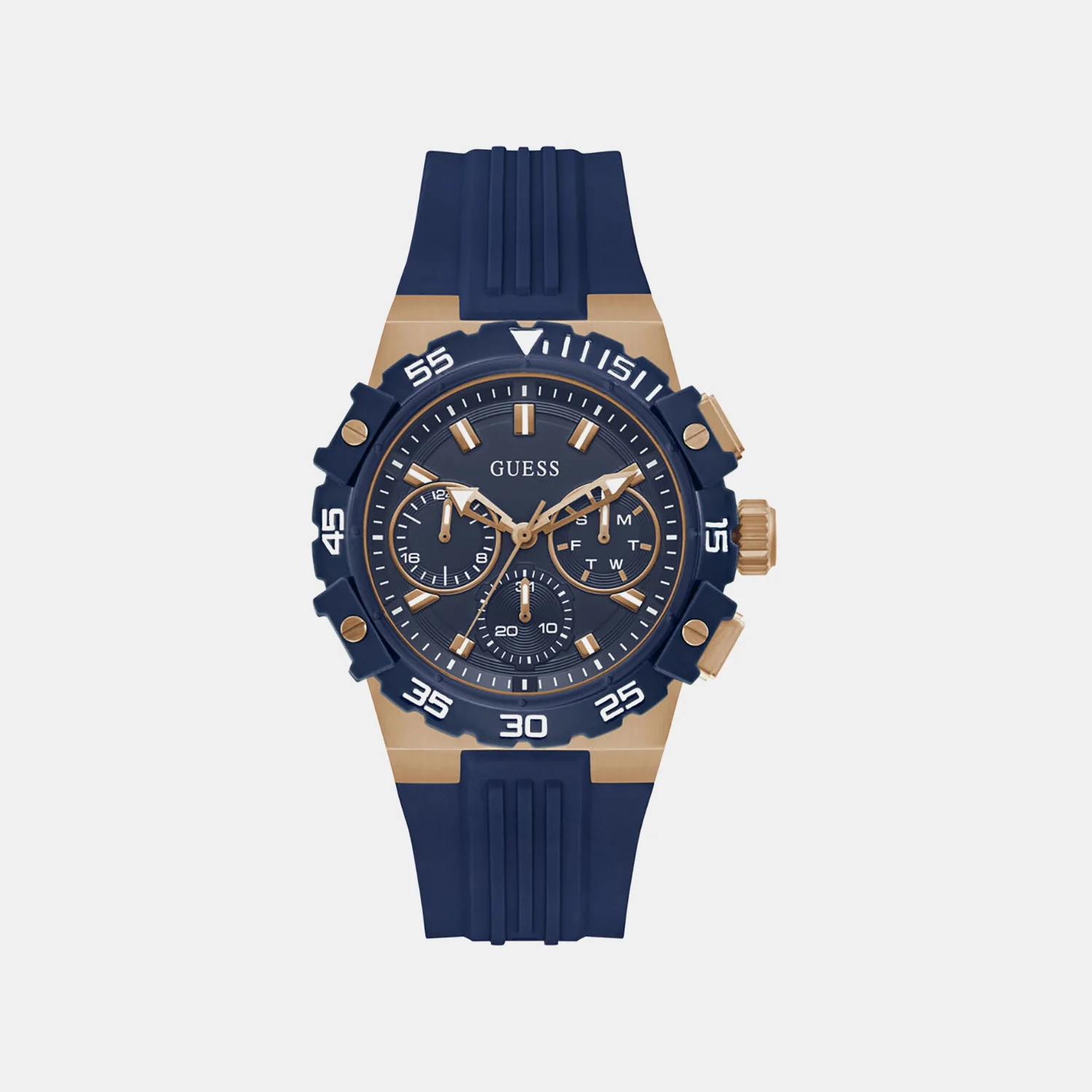 Men Quartz Blue Dial Chronograph Silicone Watch GW1059G5