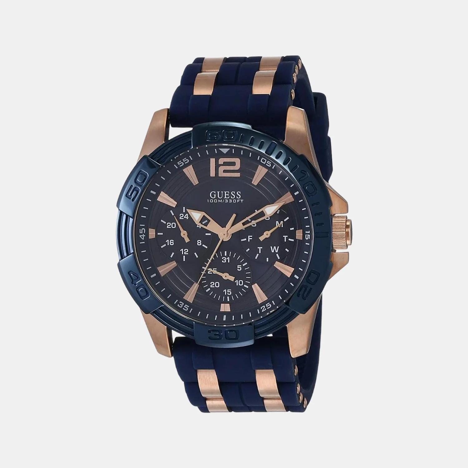 Men Quartz Blue Dial Chronograph Silicone Watch W0366G4