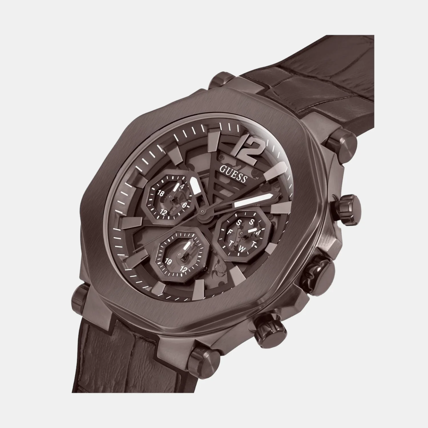 Men Quartz Brown Dial Chronograph Leather Watch GW0492G2 - Image 3