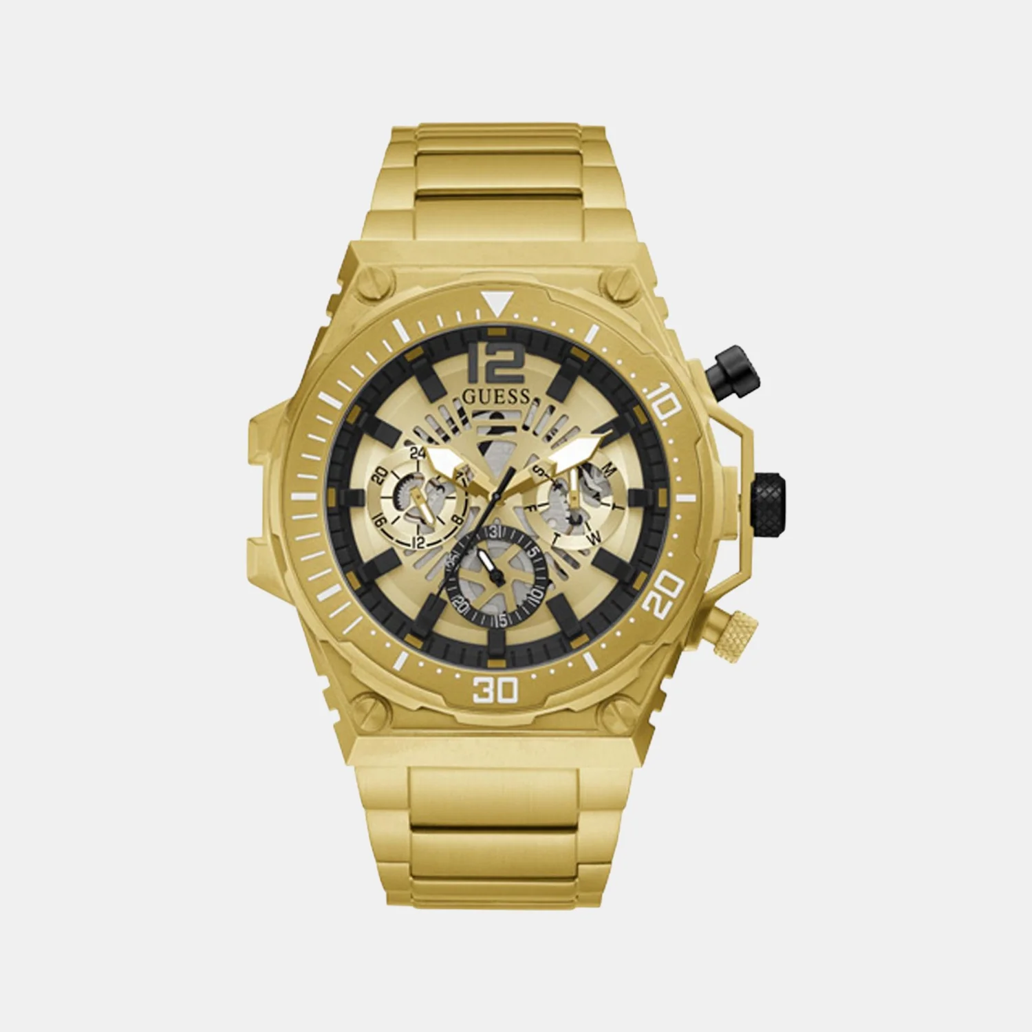 Men Quartz Gold Dial Chronograph Stainless Steel Watch GW0324G2