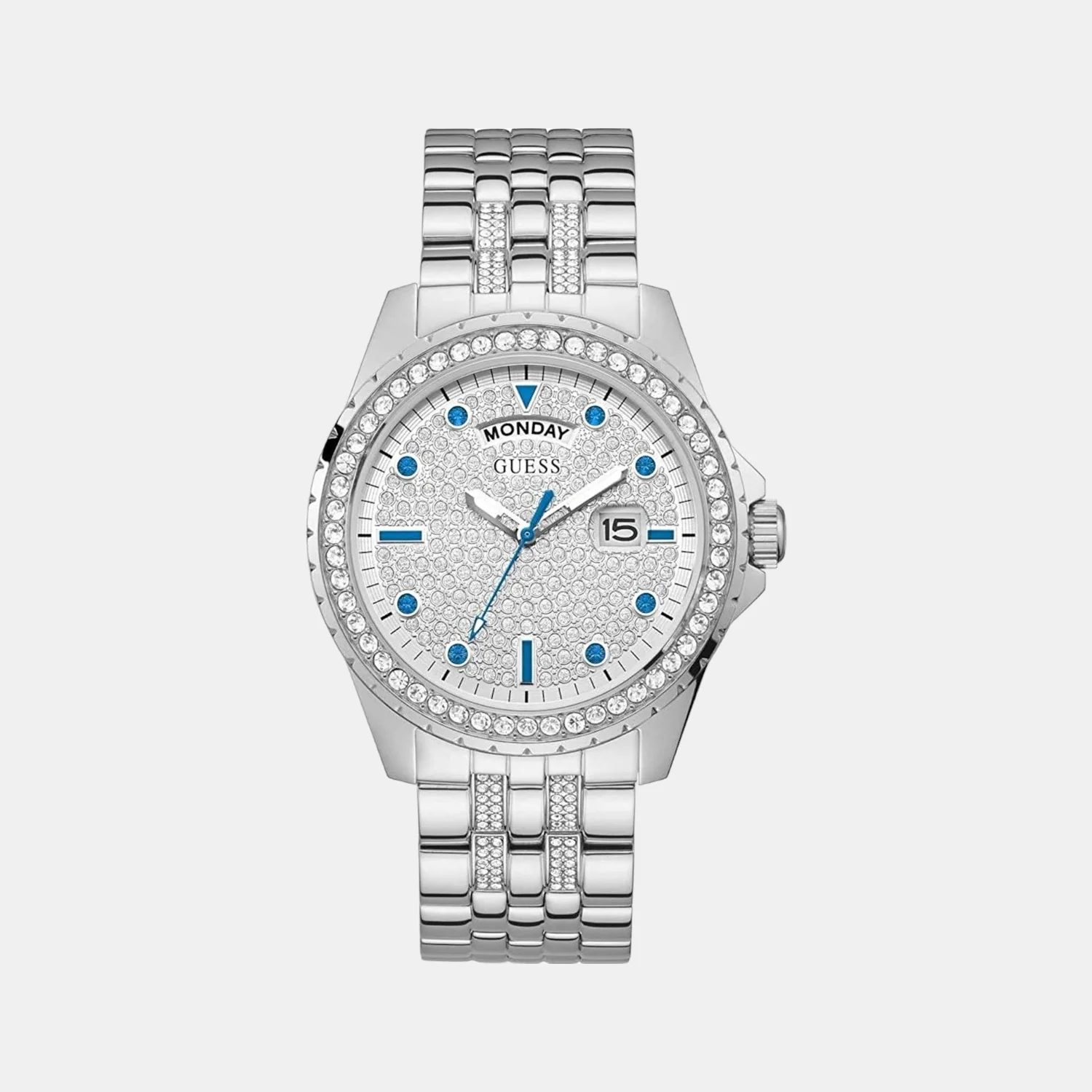 Men Quartz Silver Dial Analog Stainless Steel Watch GW0218G1