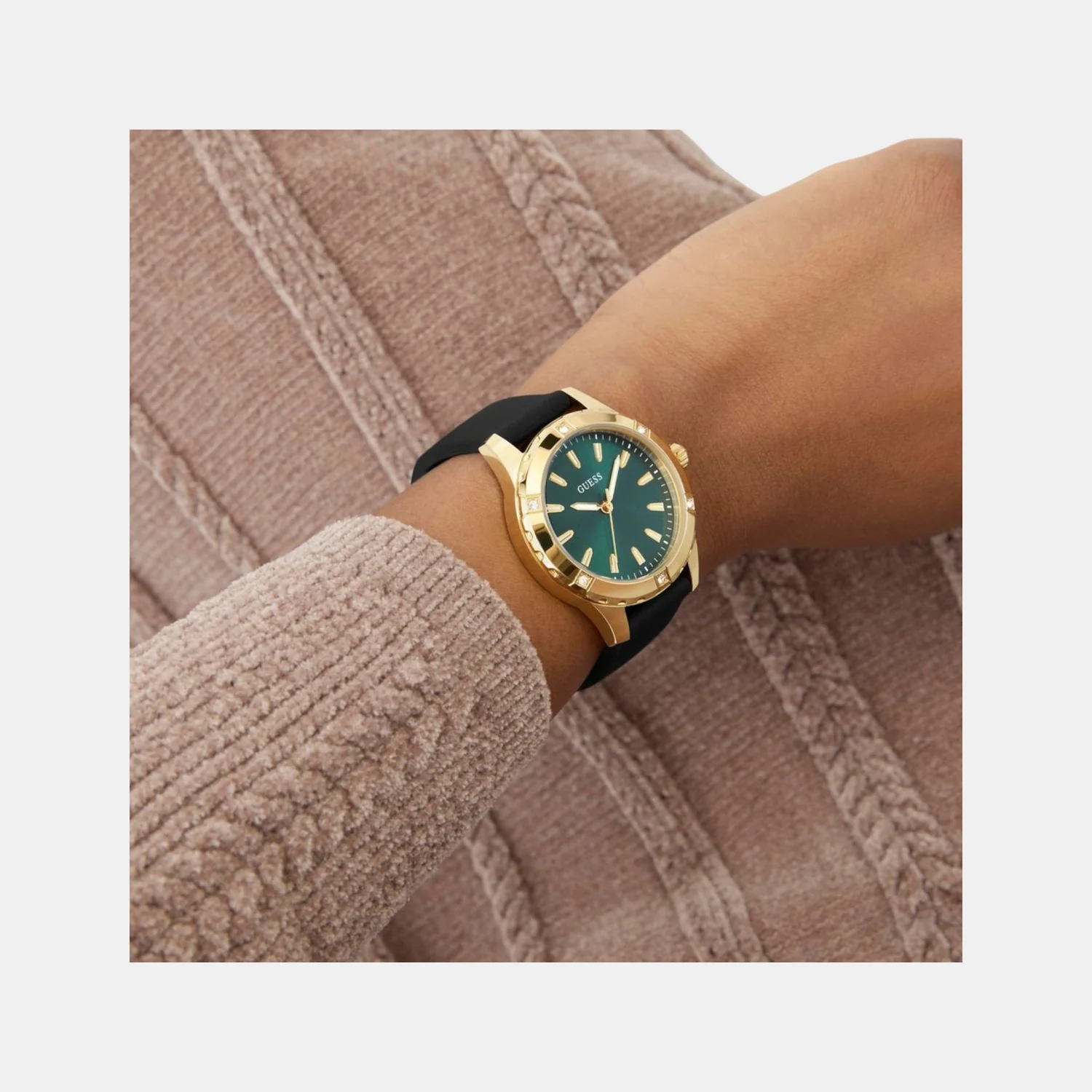 Mist Women Quartz Green Dial Analog Silicone Watch GW0949L2 - Image 7